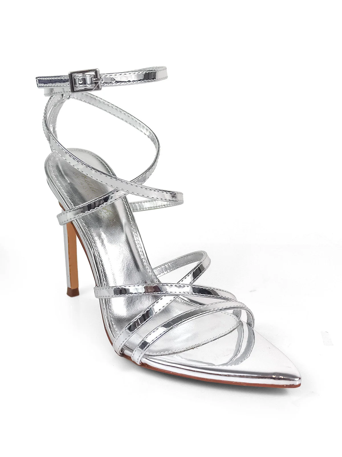 Lidia Stiletto Heel in Silver With Fine Strappy Details