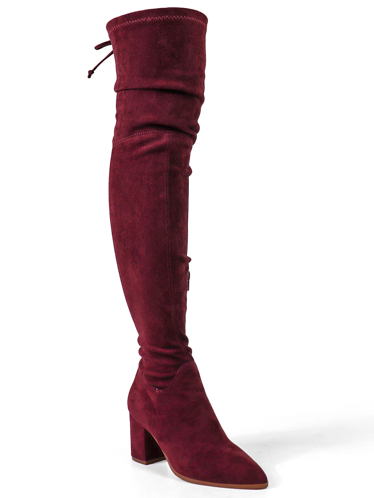 Becky Stretchy Thigh High Boots in Wine