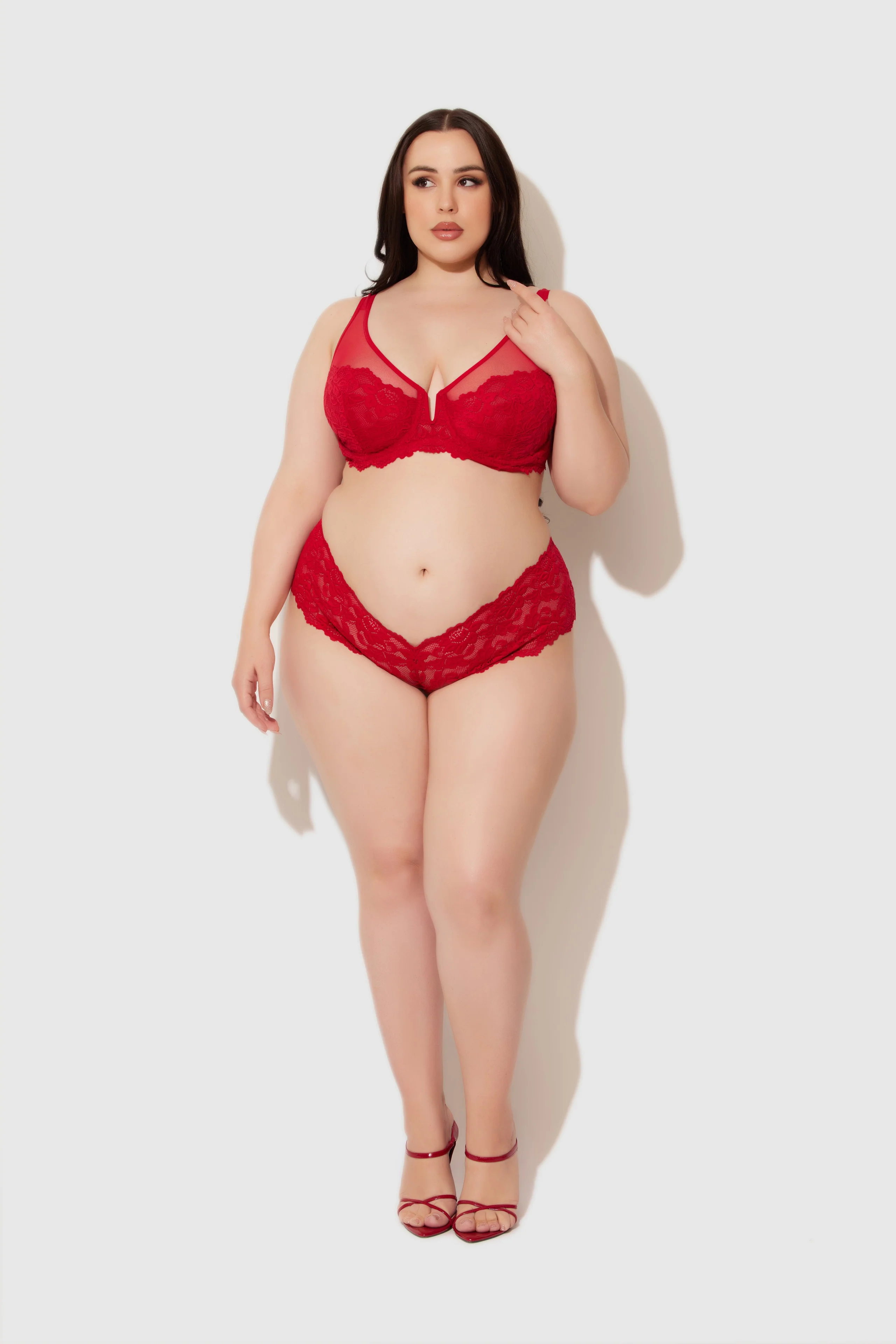 Jessica Lace Full Figure Bra in Jester Red