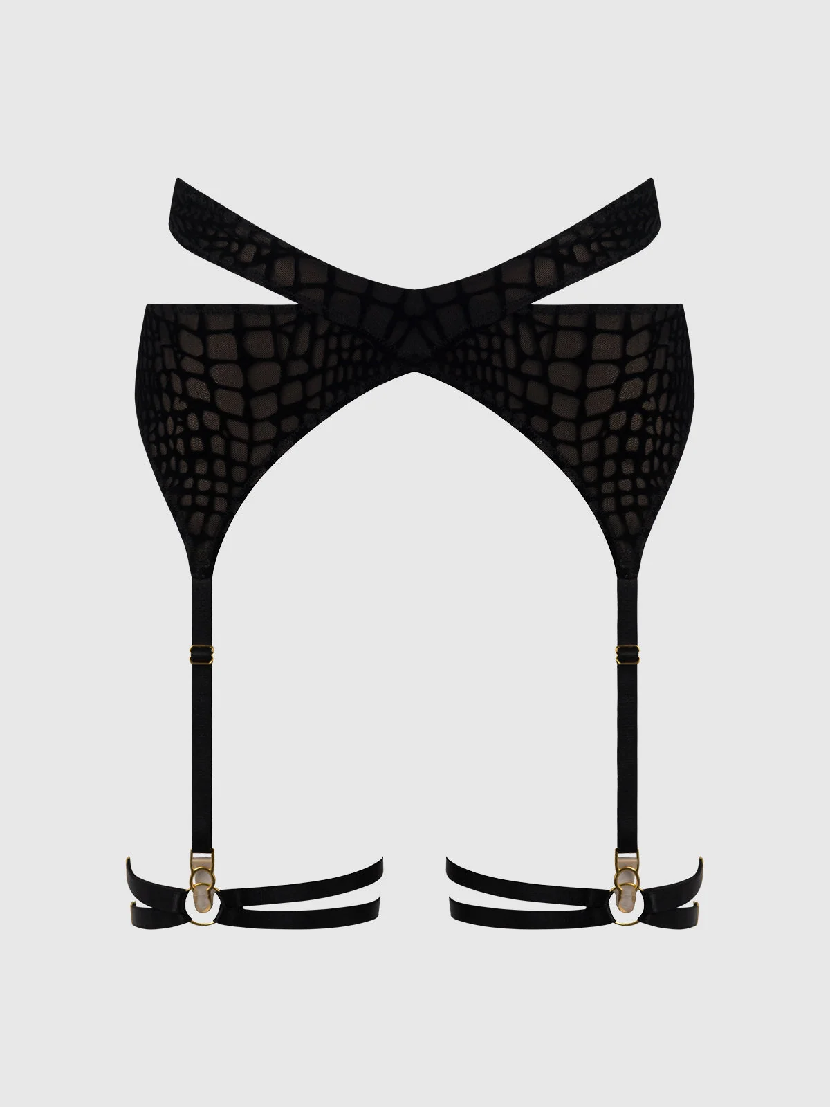 Medusa Snake Velvet Burnout Wrap Garter Belt with Thigh Garters