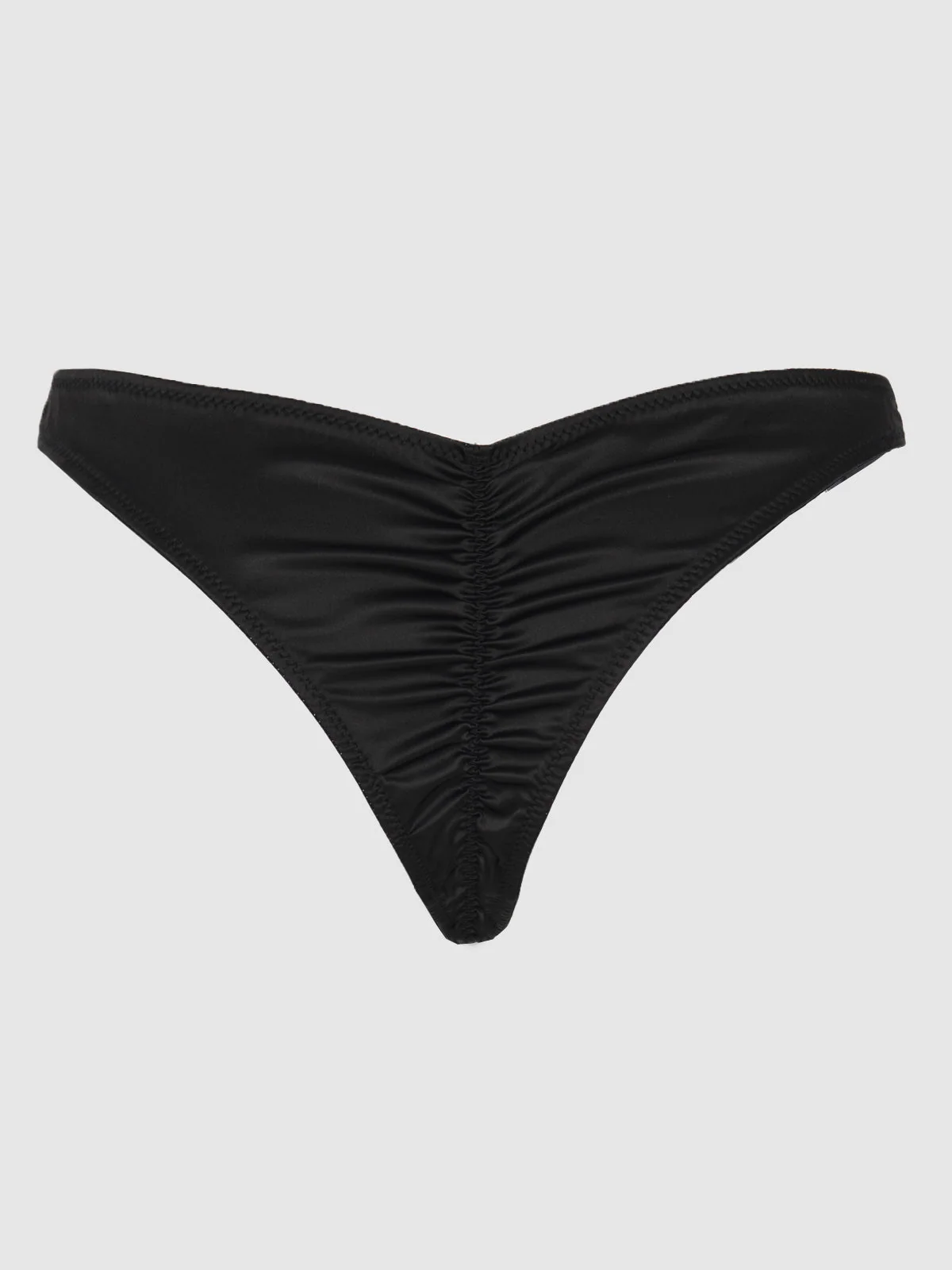 Petra Crotchless Satin Tanga in Black