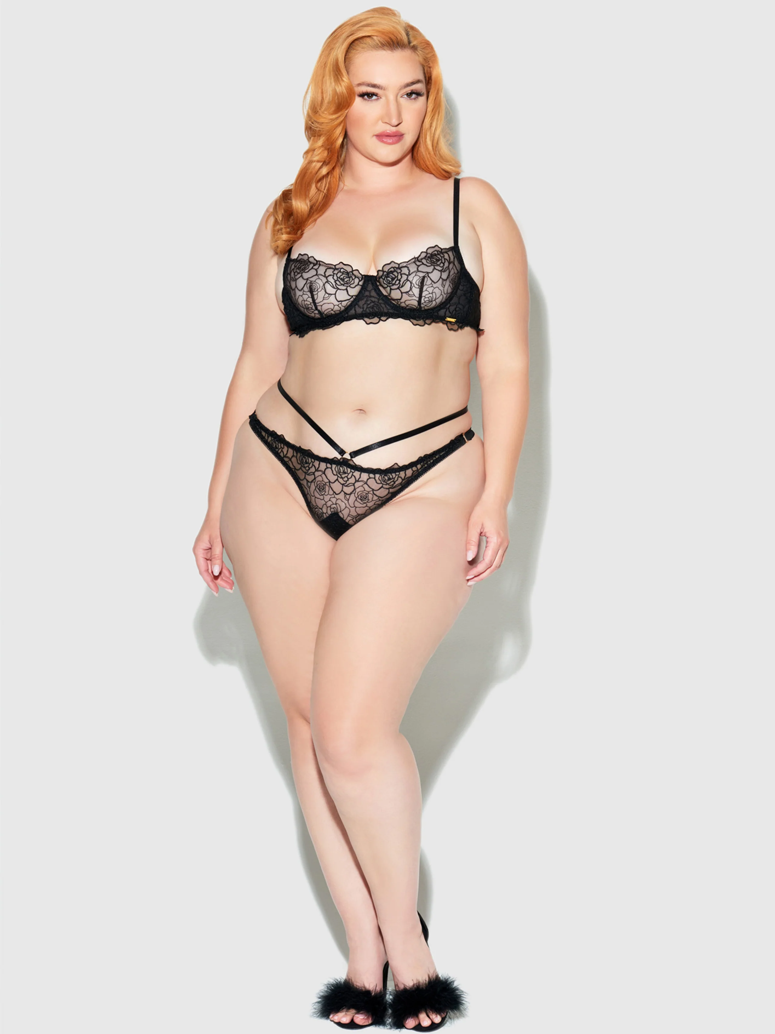 Melrose Embroidered Unlined Demi Bra in Black
