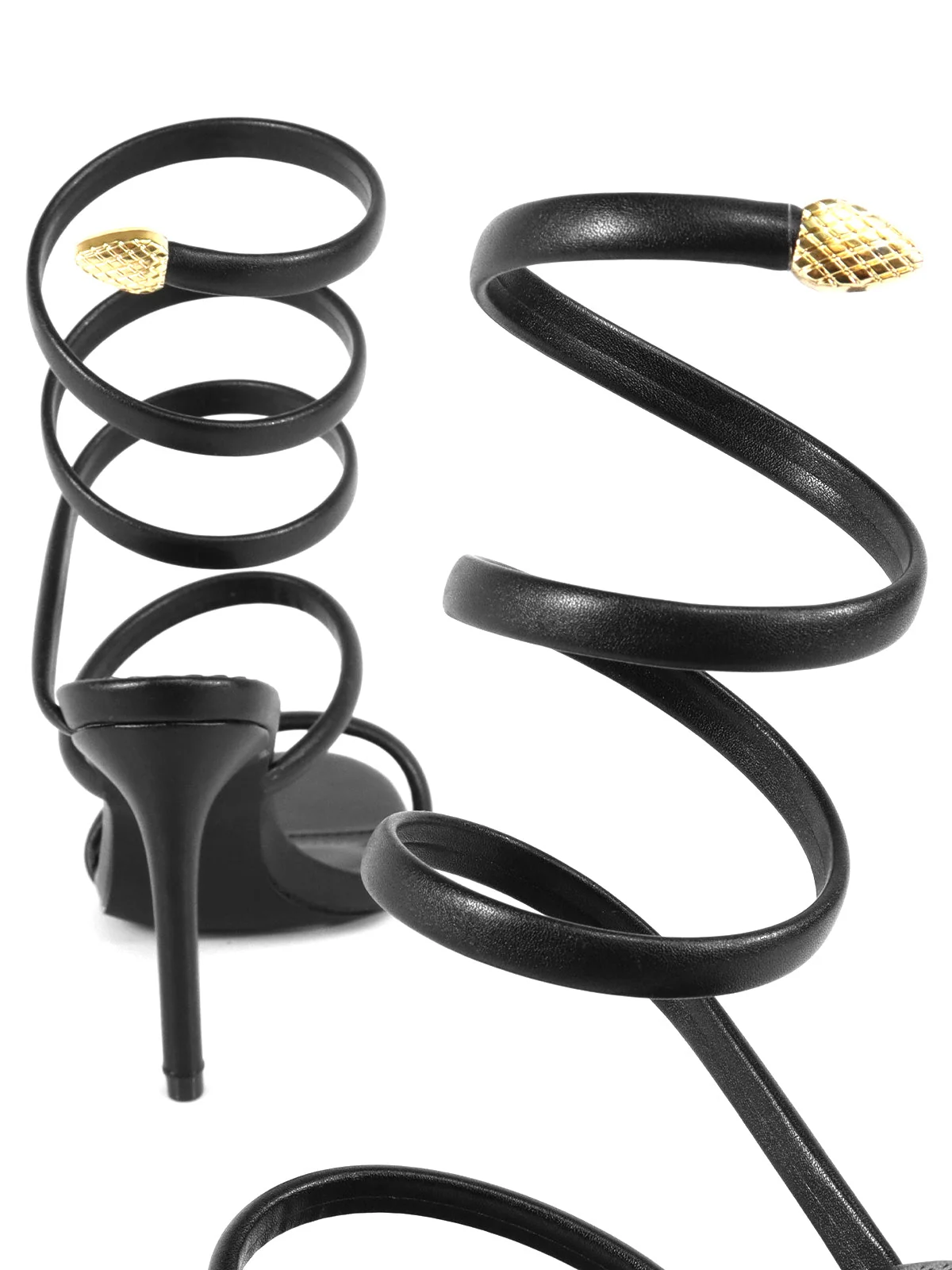Kim Stiletto Heel in Black with Spiral Detail