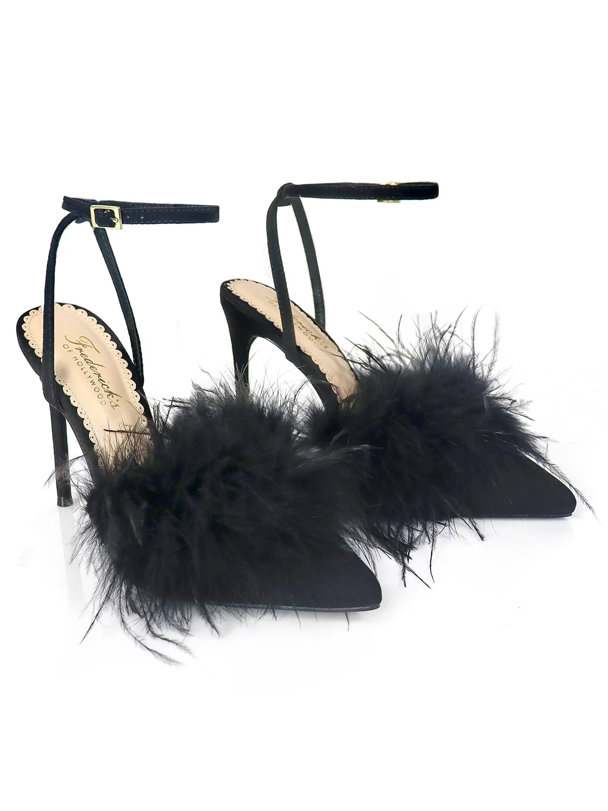 Valerie Feather Pump in Black with Ostrich Feathers and Rhinestones