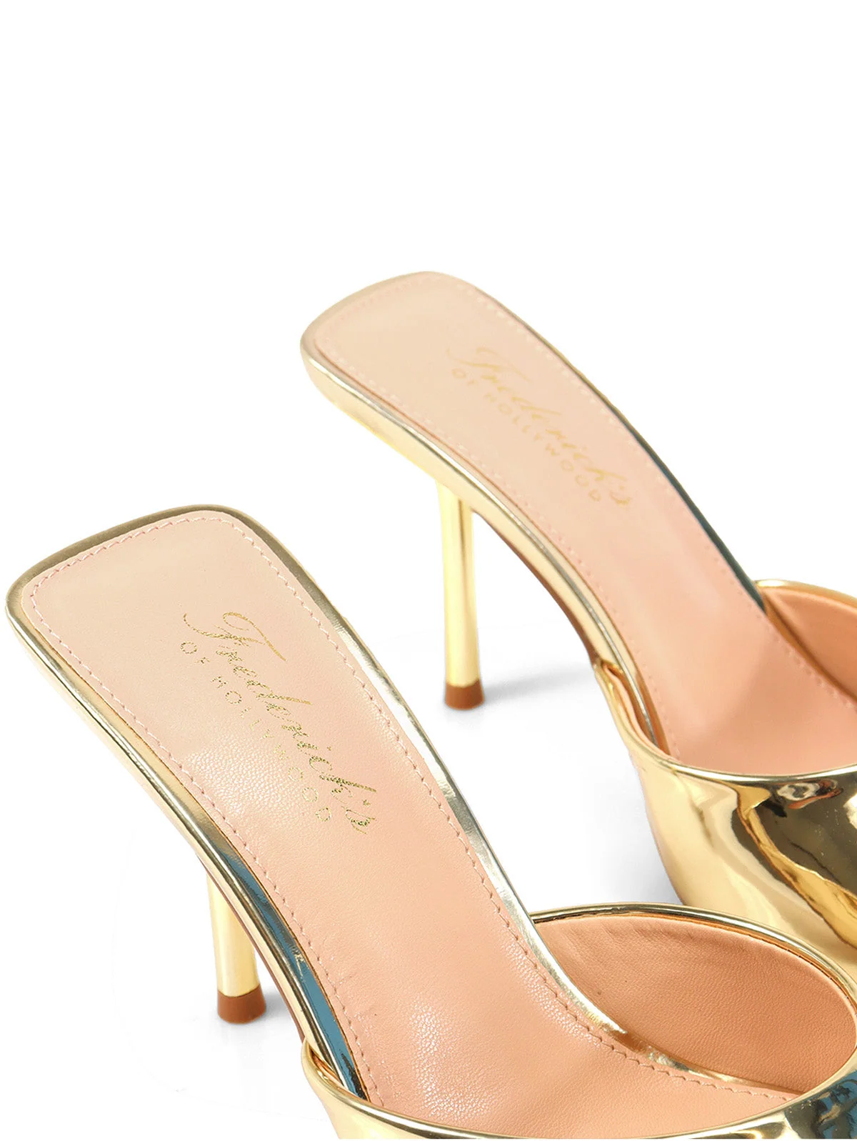Shanya Mule Peep Toe Heels in Gold