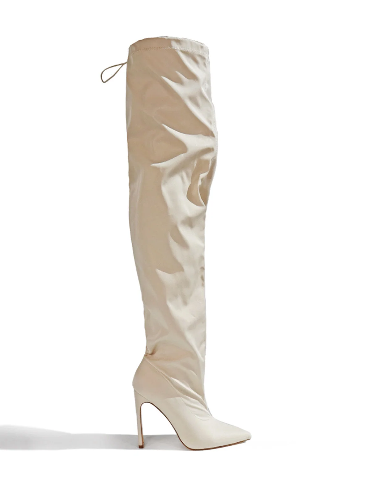 Margaret Over The Knee Boots in Beige with Adjustable Slouch