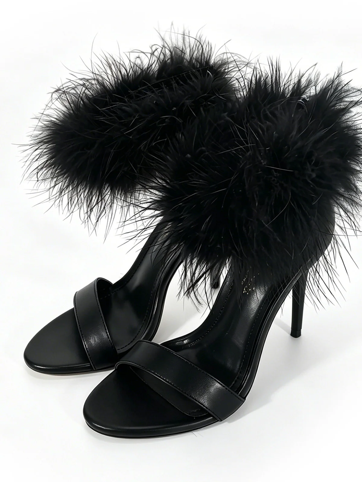 Raquel Feather Stiletto Heel in Black