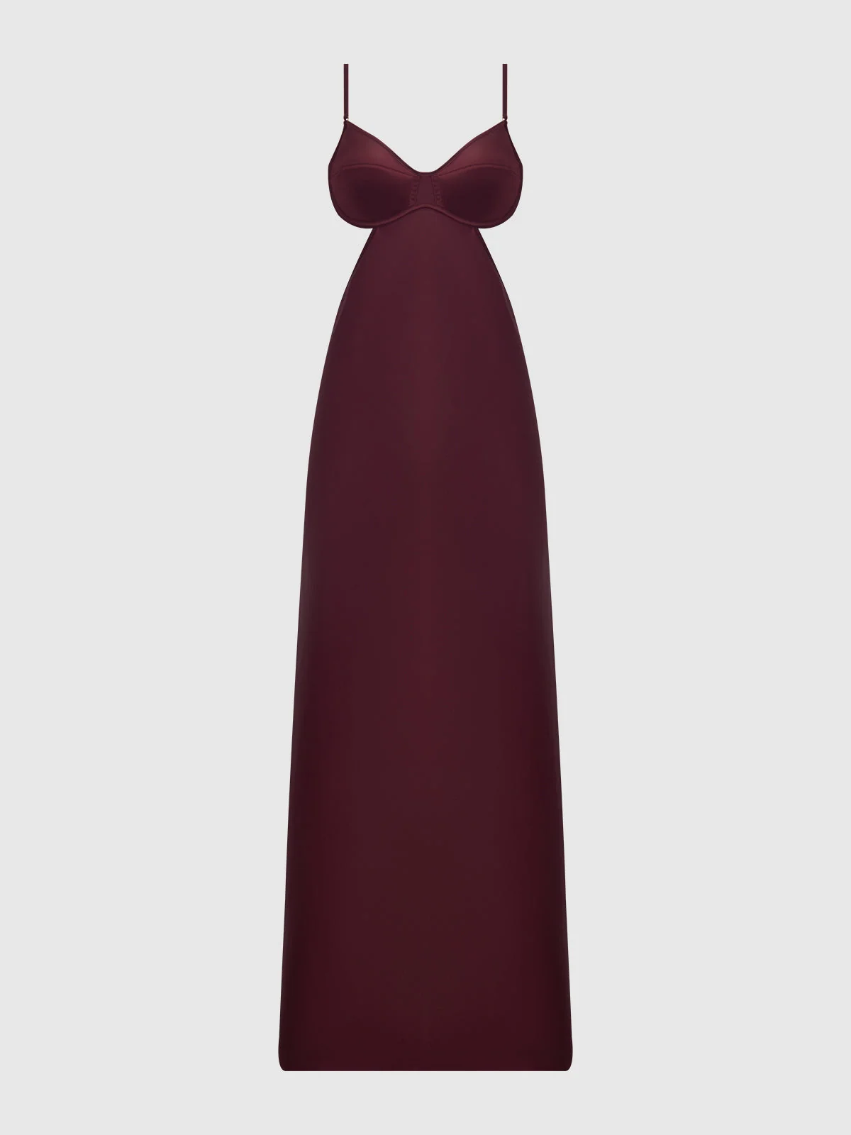 Petra Satin Monowire Cutout Gown in Burgundy