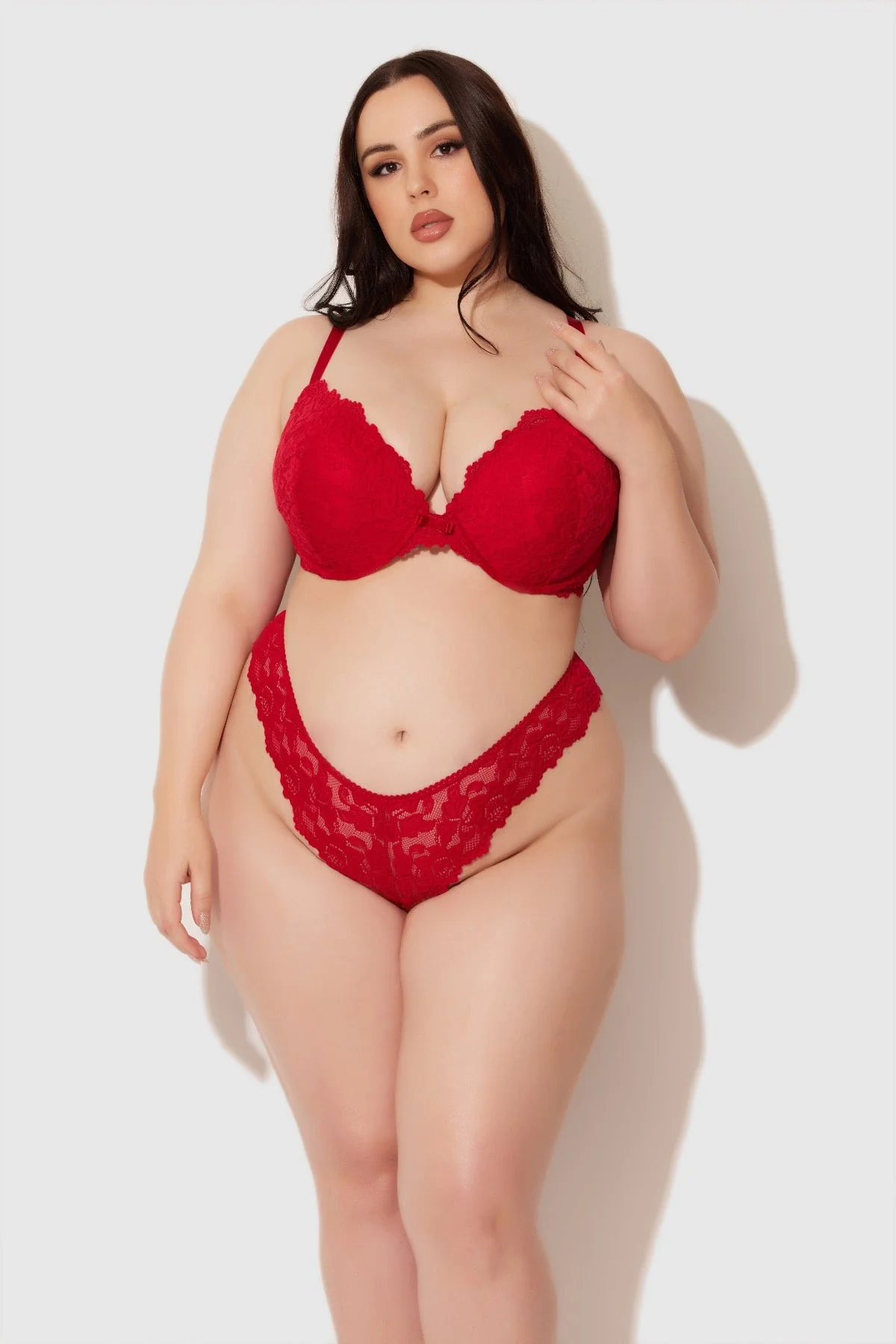 Jessica Lace Plunge Push Up Bra with Side Push