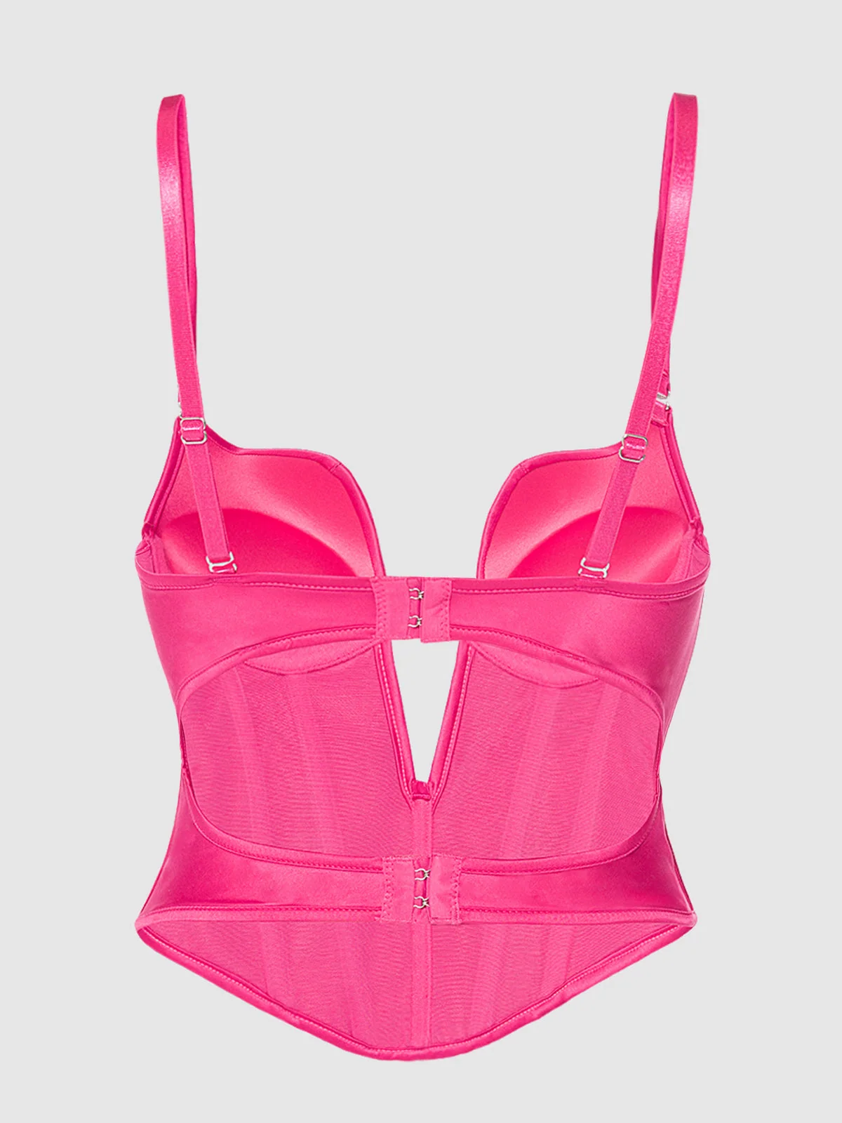 Rising Star Plunge Push Up Bustier in Petra Satin, Pink Dragon