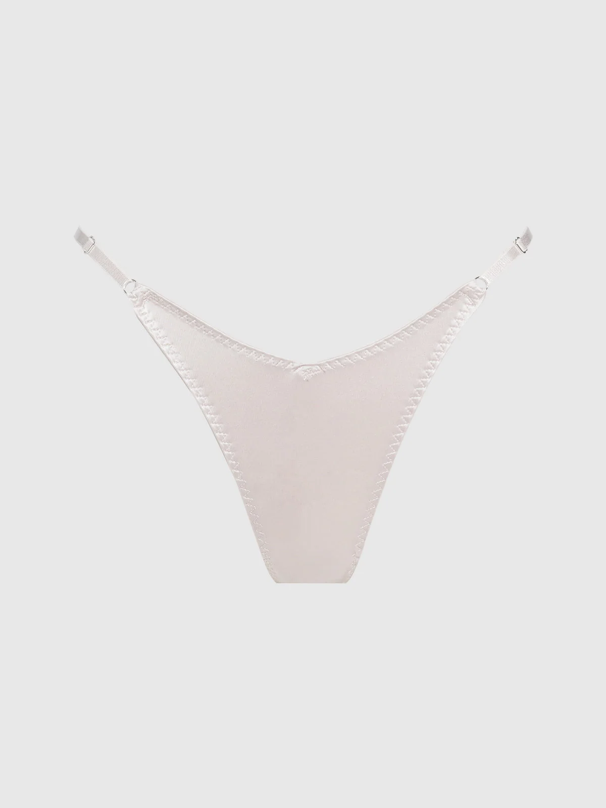 Rising Star Liquid Satin Thong in Silver Grey