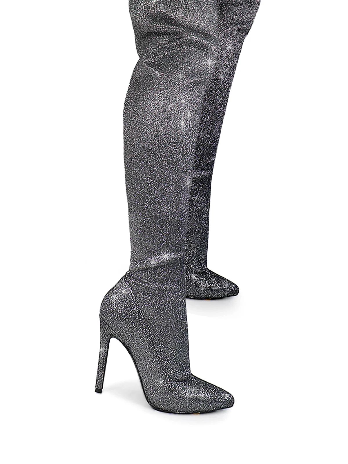 Gisele Stretchy Over-the-Knee Heeled Boots in Starlight
