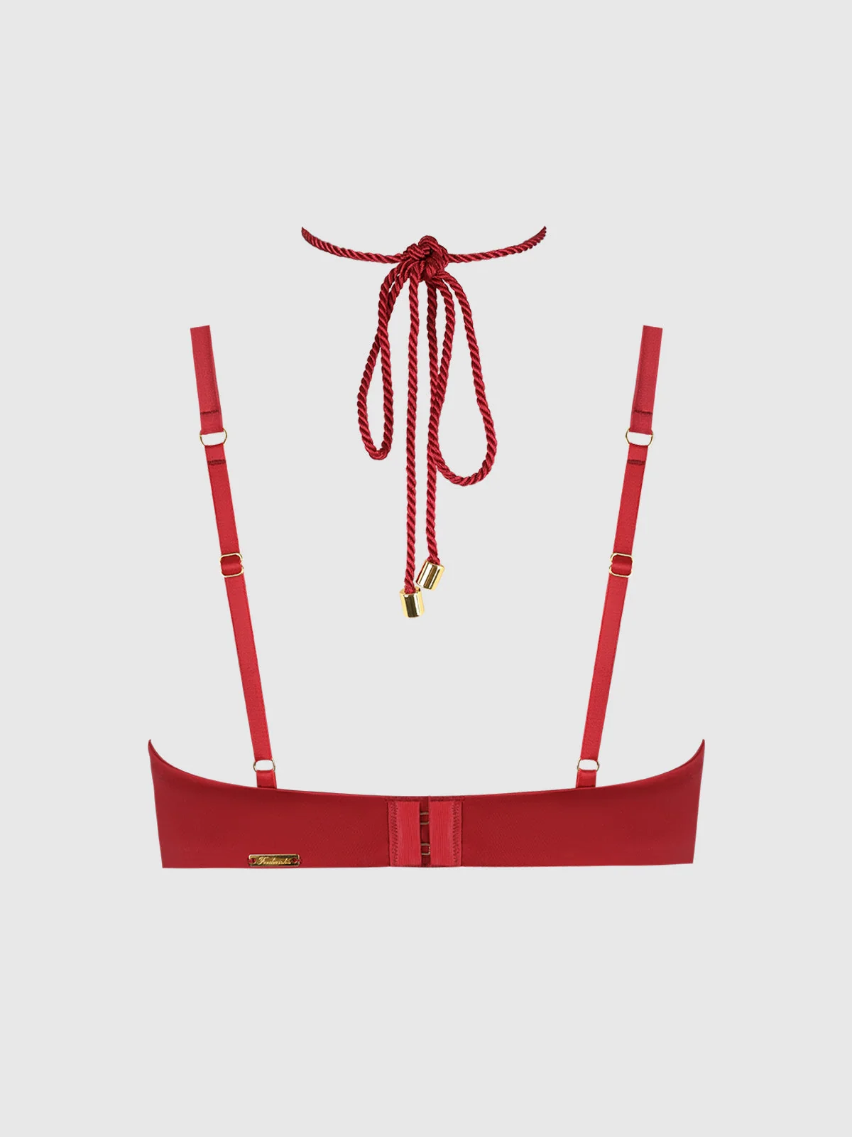 Nadya Liquid Satin and Rope Openable Cup Bra in Crimson Red