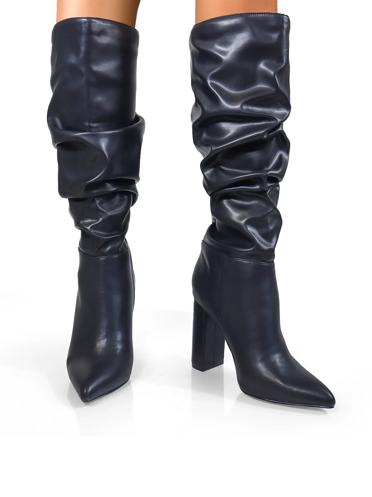Leanne Slouchy Boots in Black with a Relaxed Soft Upper