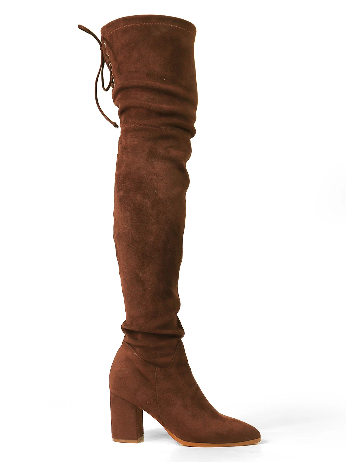 Becky Stretchy Thigh High Boots in Brown