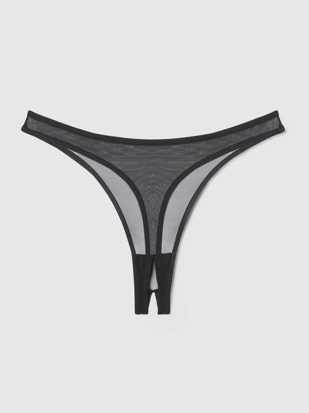 Vivienne Crotchless Mesh Thong in Black