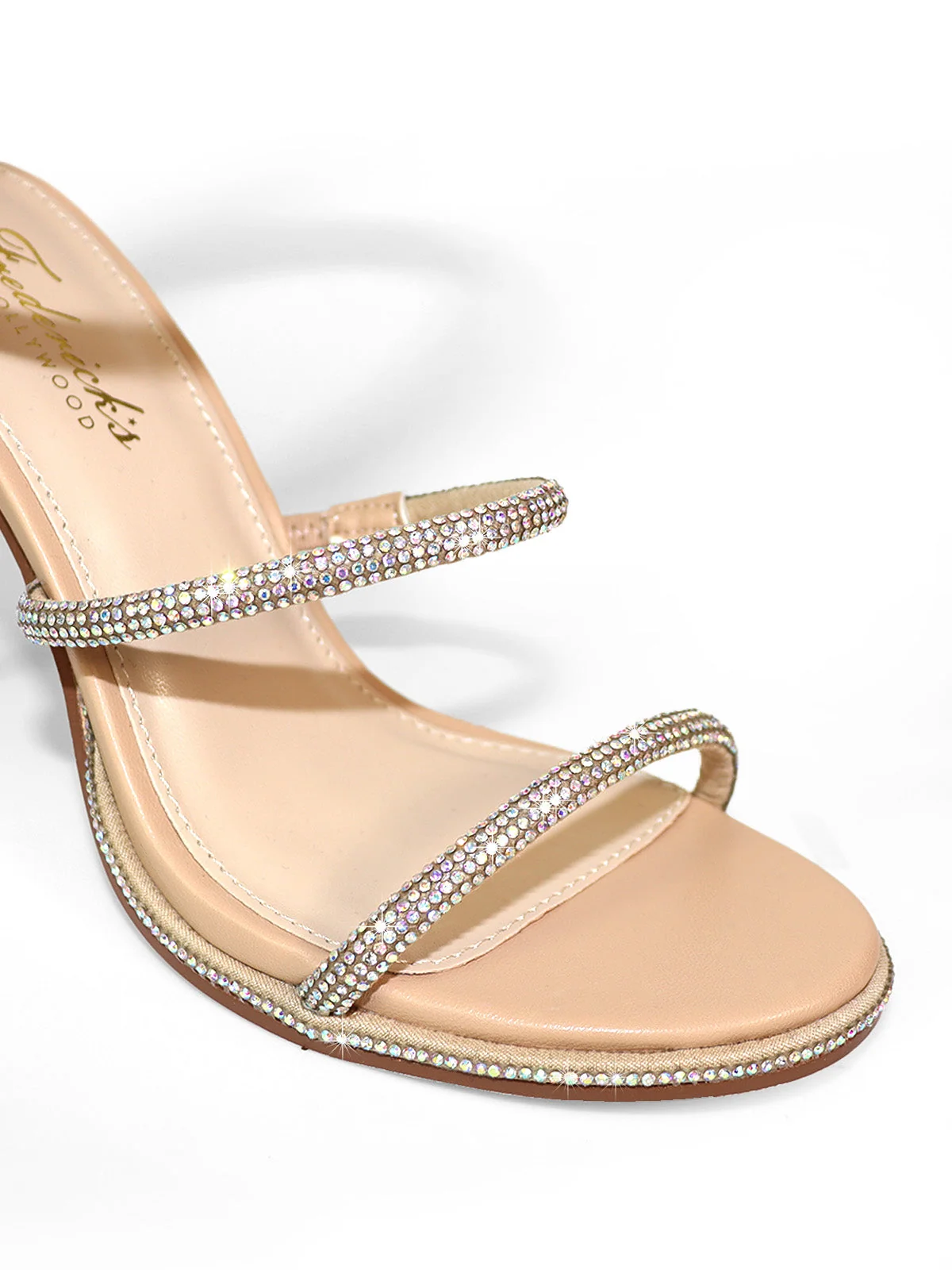 Lexia Rhinestone Heel With Spiral Straps in Nude