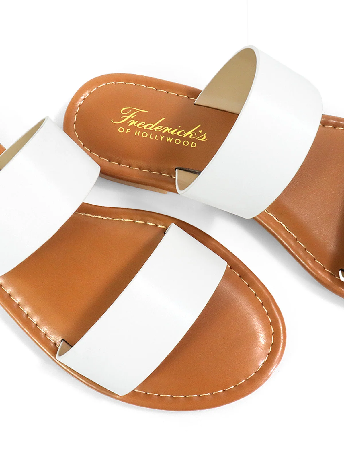 Janelle Double Band Flat Sandal in White With Minimalist Design