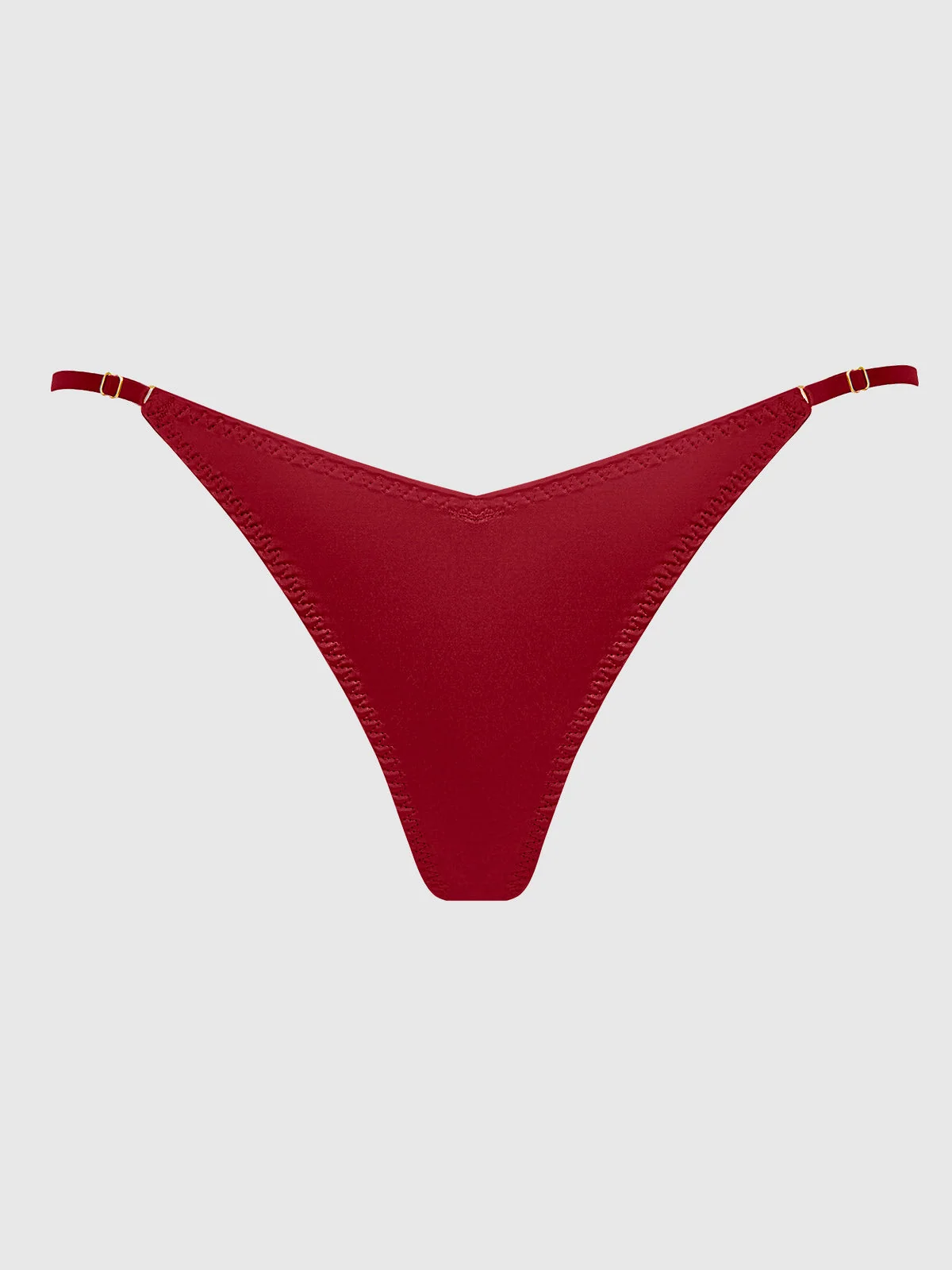Petra Slider Side Satin Thong（深红色）