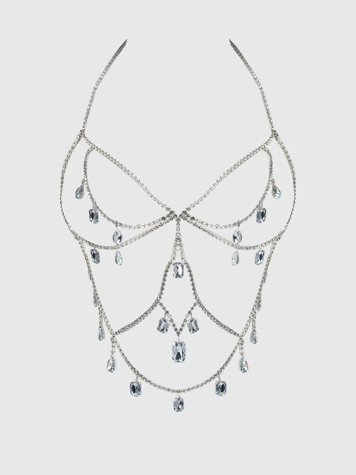 Ziggy Oversized Charm Rhinestone Top in Silver