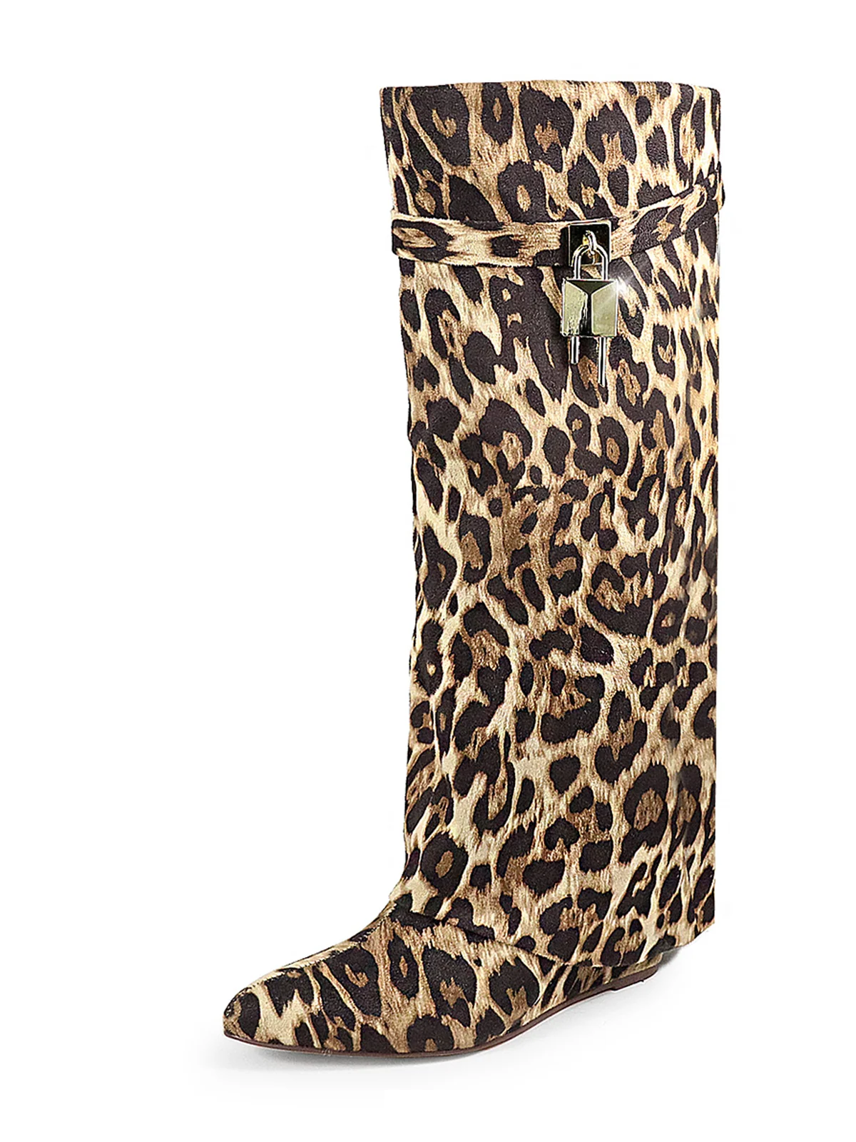 Maria Drape Over Knee Wedge Boots in Leopard