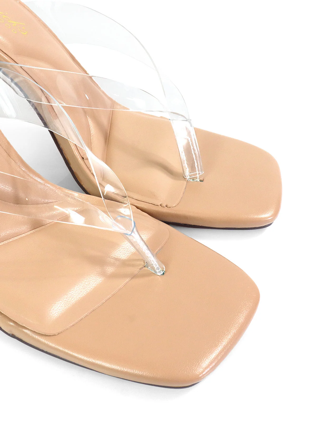 Annabelle Thong Sandal in Nude with Clear Straps