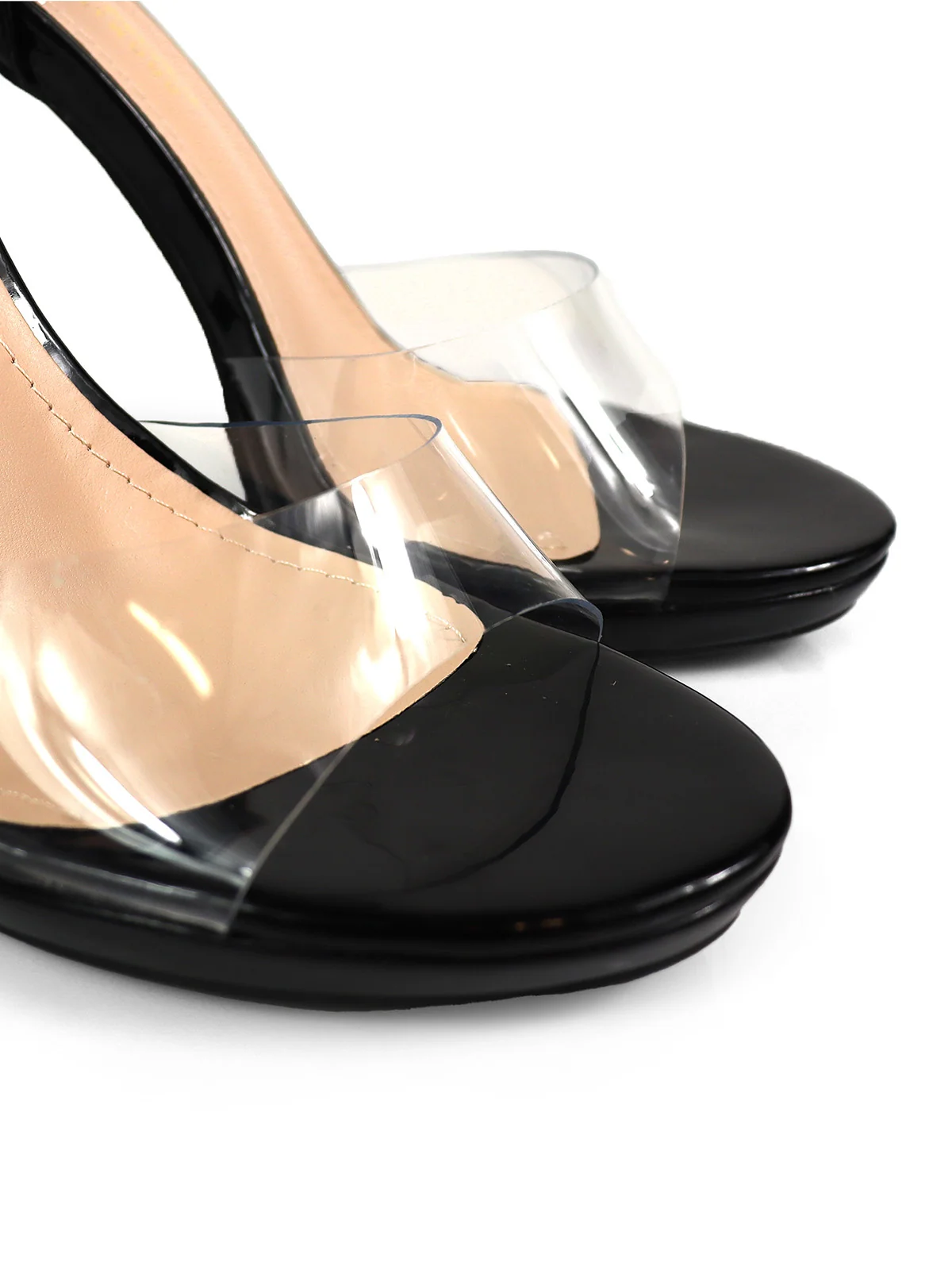 Stacy Ankle Strap Heels in a Sleek Black Finish
