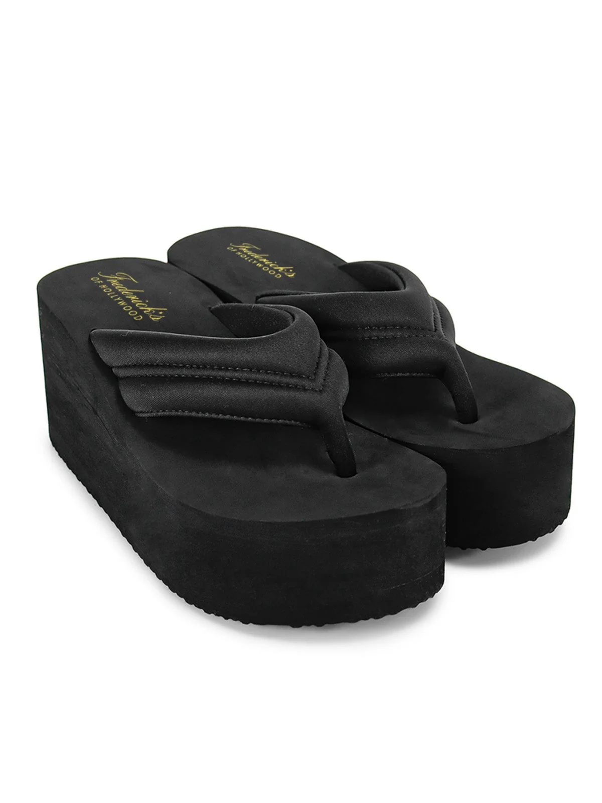 Alita Chunky Platform Wedge Thong Sandal in Black