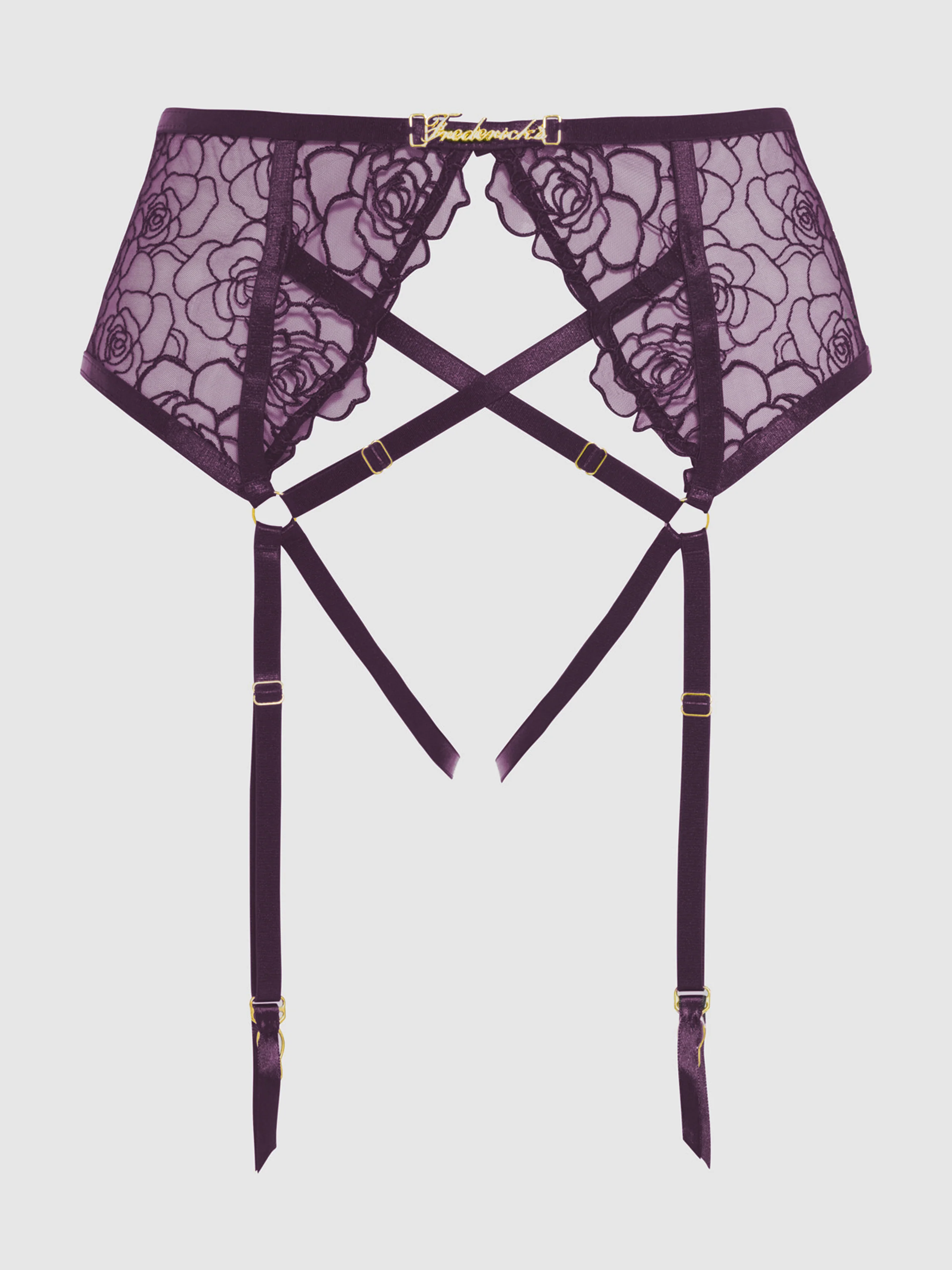 Melrose Embroidered Garter in Purple Shadow
