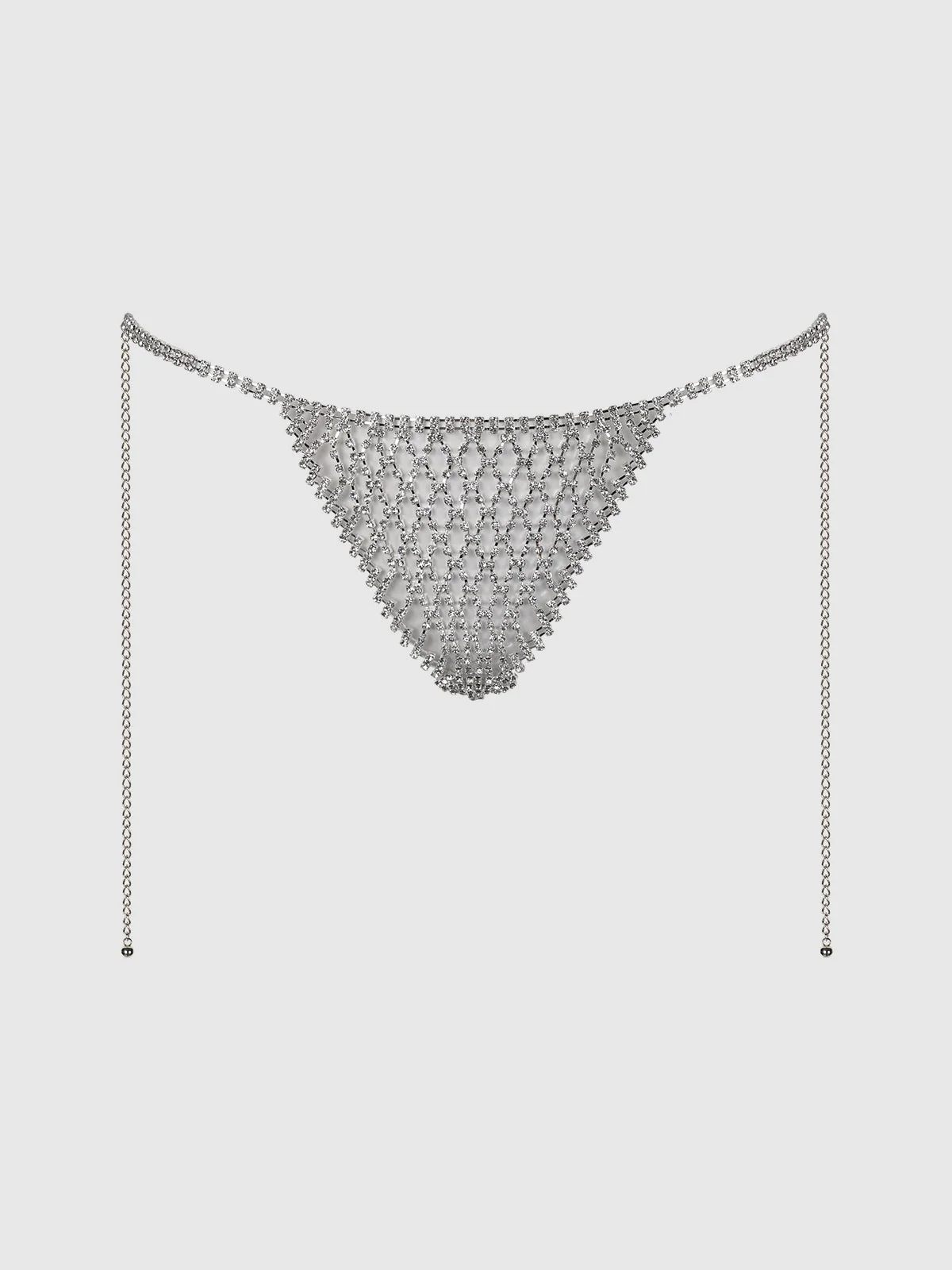 Ziggy Rhinestone Net Panty in Silver