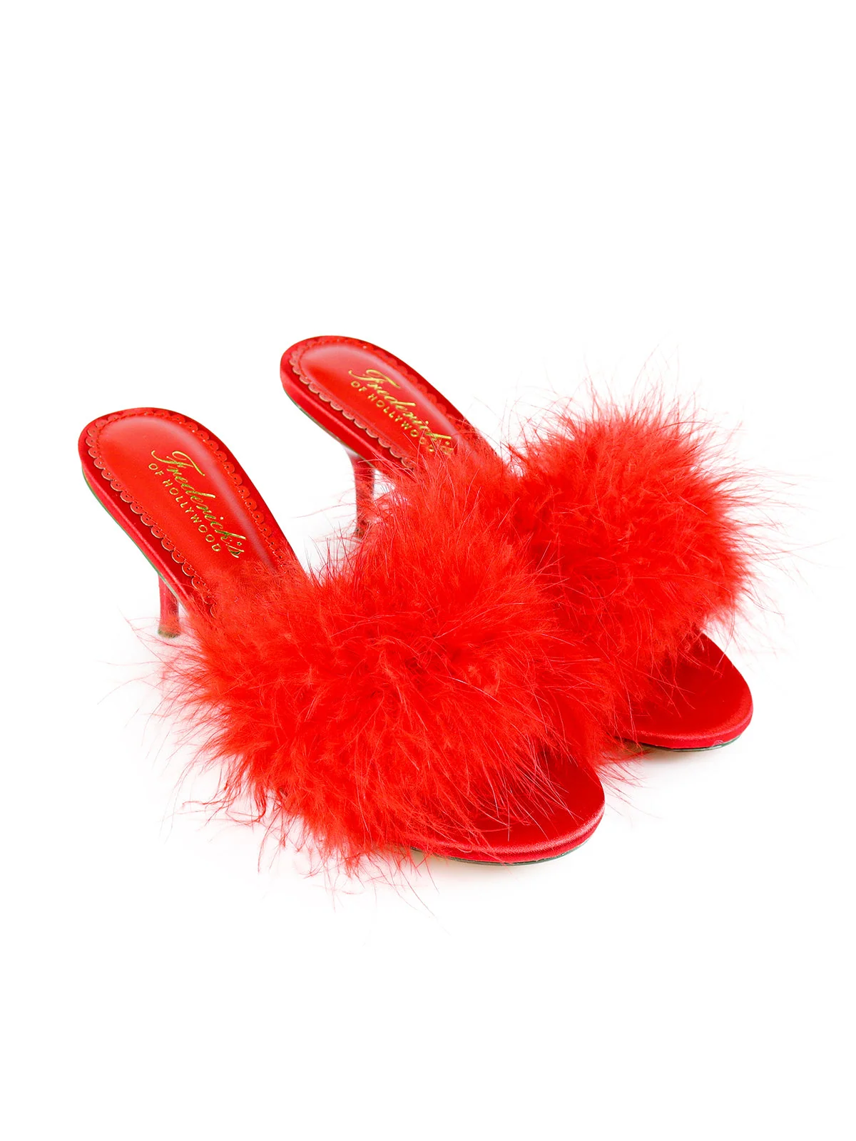 Luxor Feather Mule in Red Kitten Heel