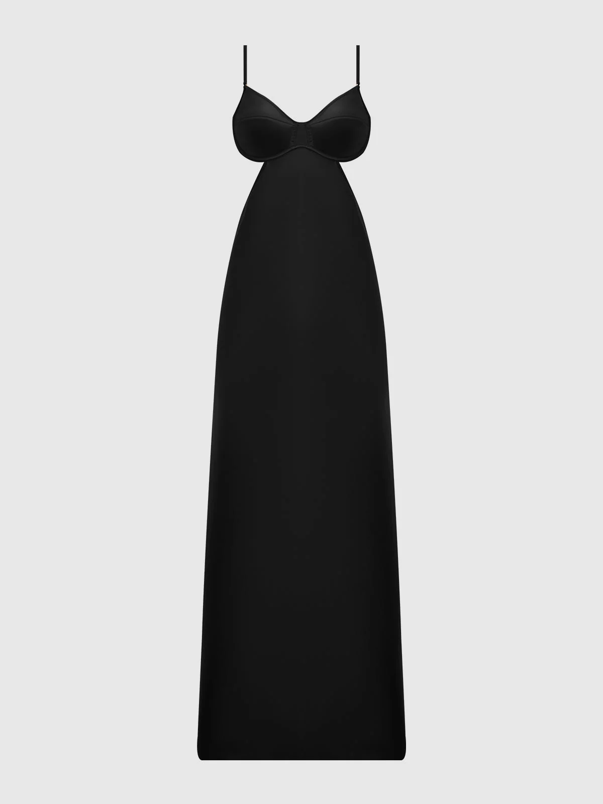 Petra 缎面单钢圈镂空长款睡裙（Black）