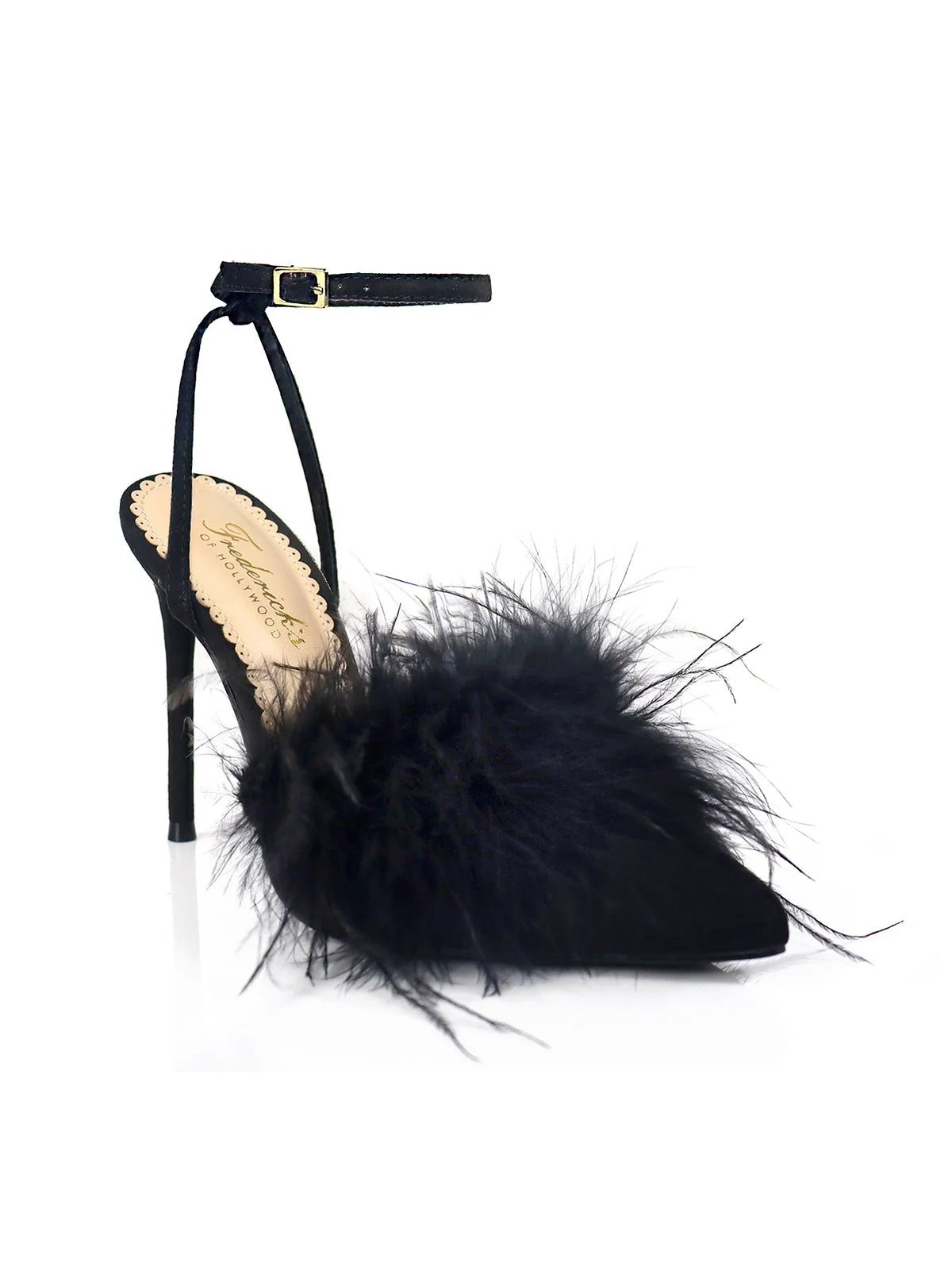 Valerie Feather Pump in Black with Ostrich Feathers and Rhinestones
