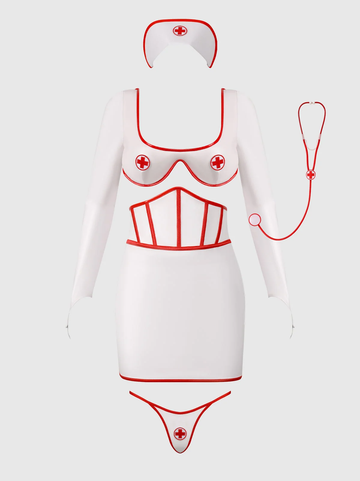 First Aid Bra Top & Open Back Skirt Set in White