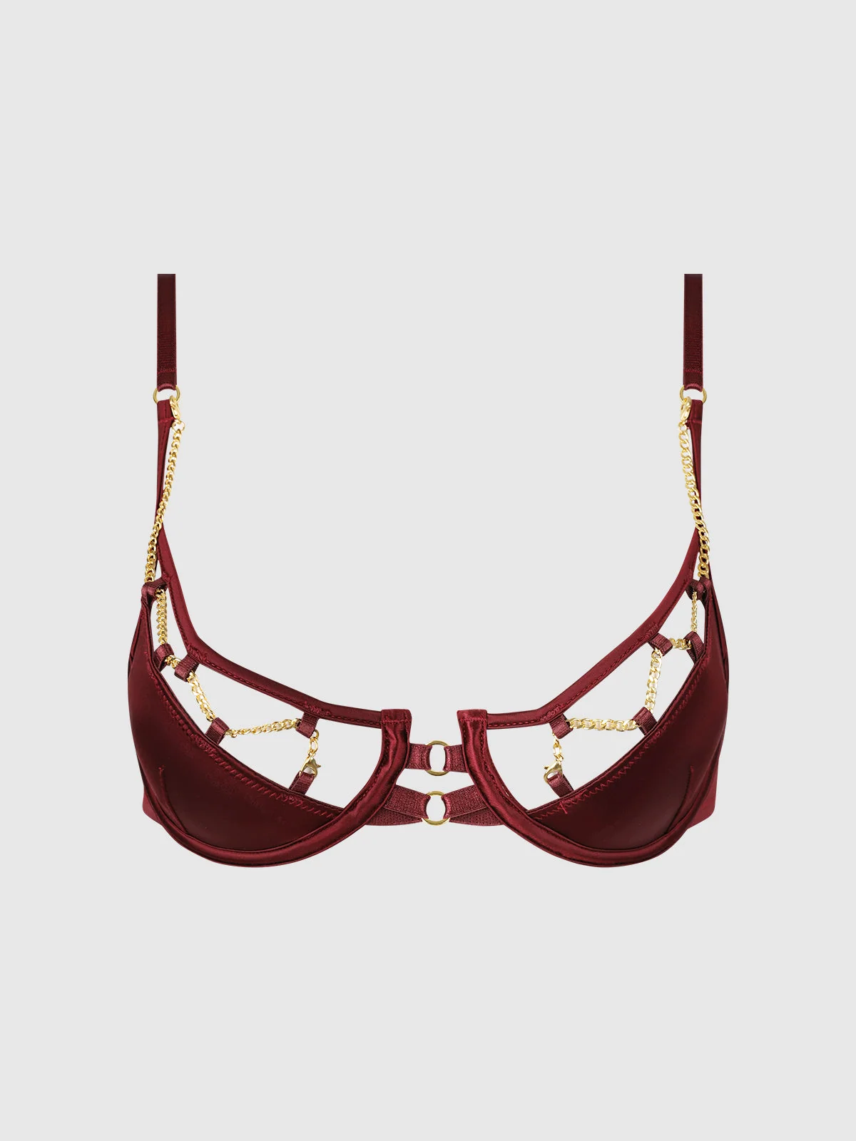 Emery Liquid Satin & Chain Bra with Light Lining