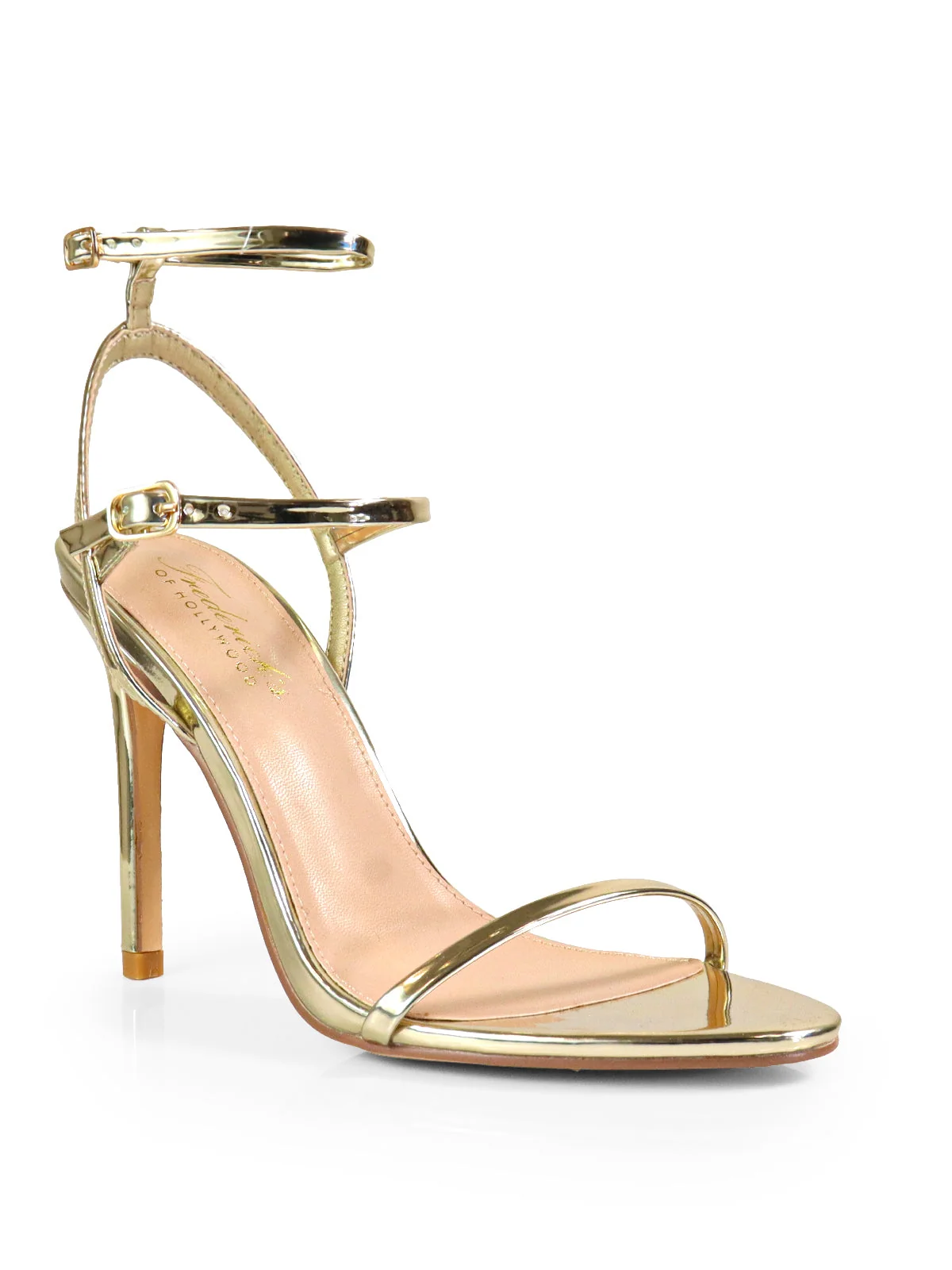 Liz Gold Strappy Stiletto Heel with Ankle Buckle
