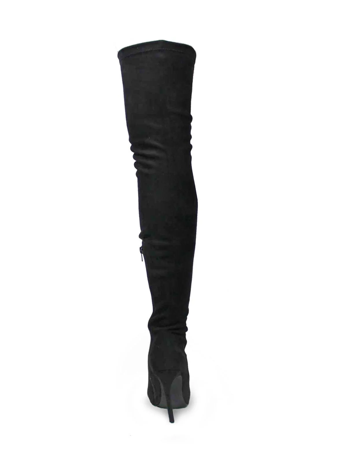 Gisele Stretchy Over-the-Knee Heeled Boots in Black Suede