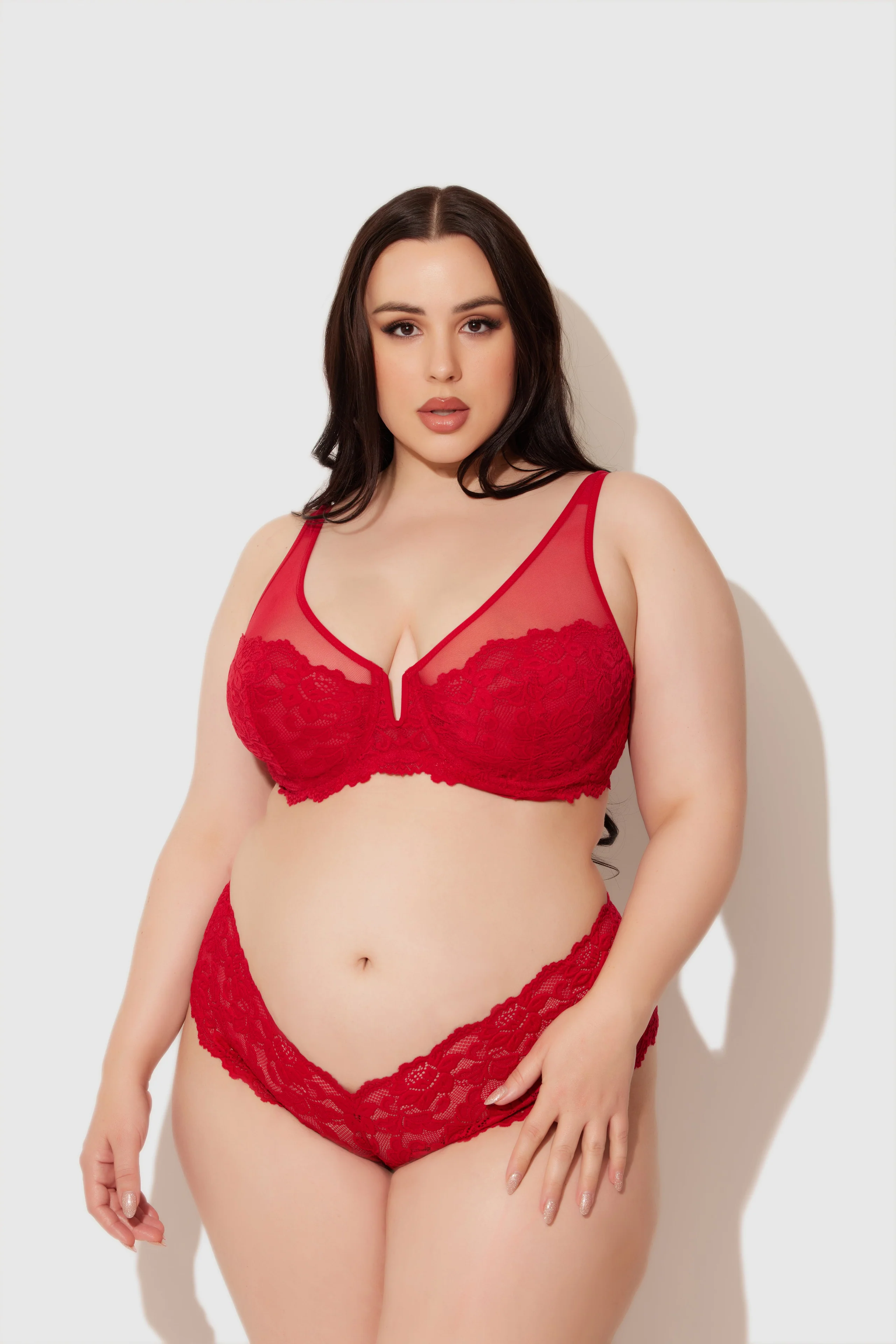 Jessica Lace Full Figure Bra in Jester Red