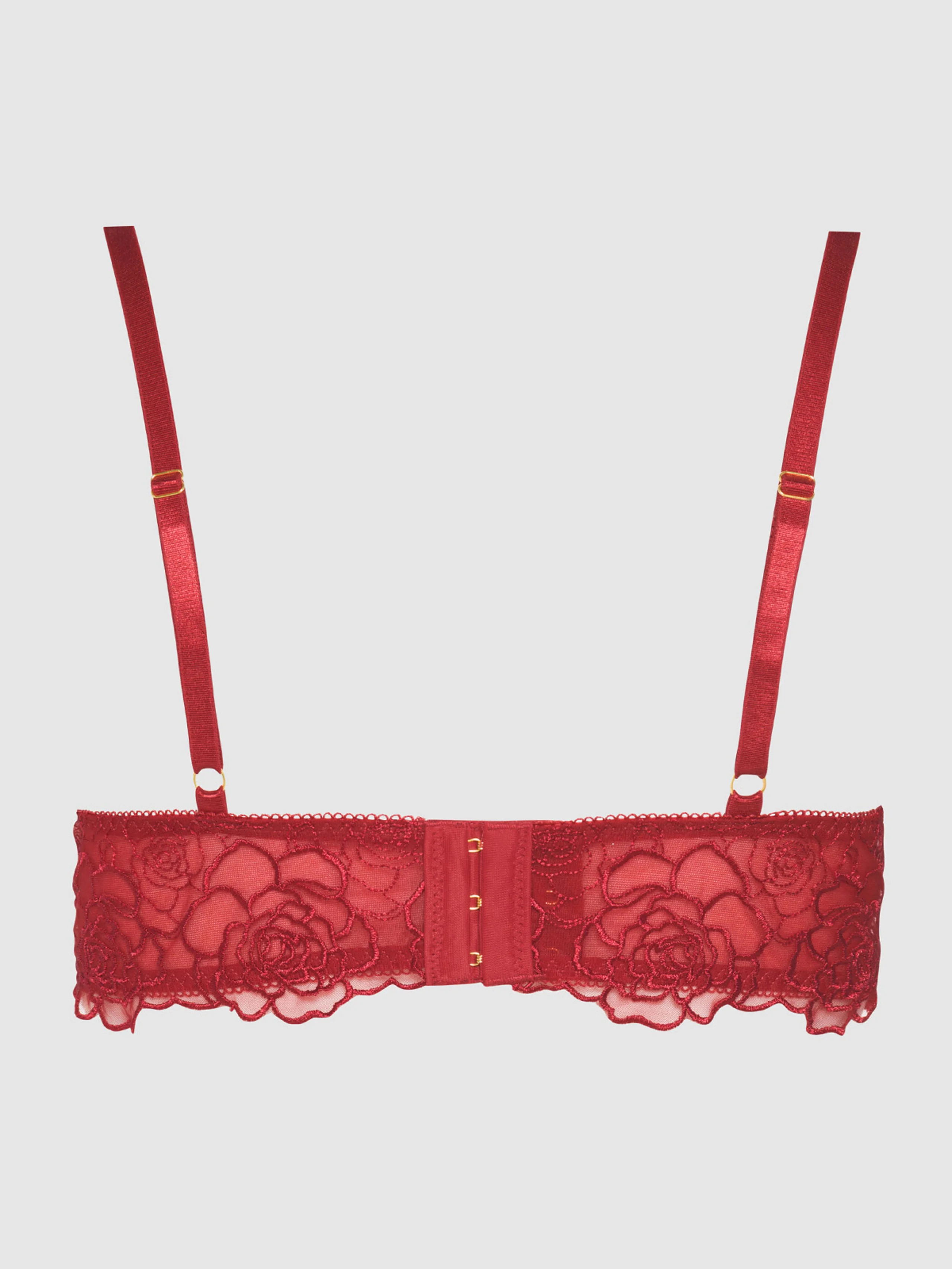 Melrose Embroidered Unlined Demi Bra in Crimson Red