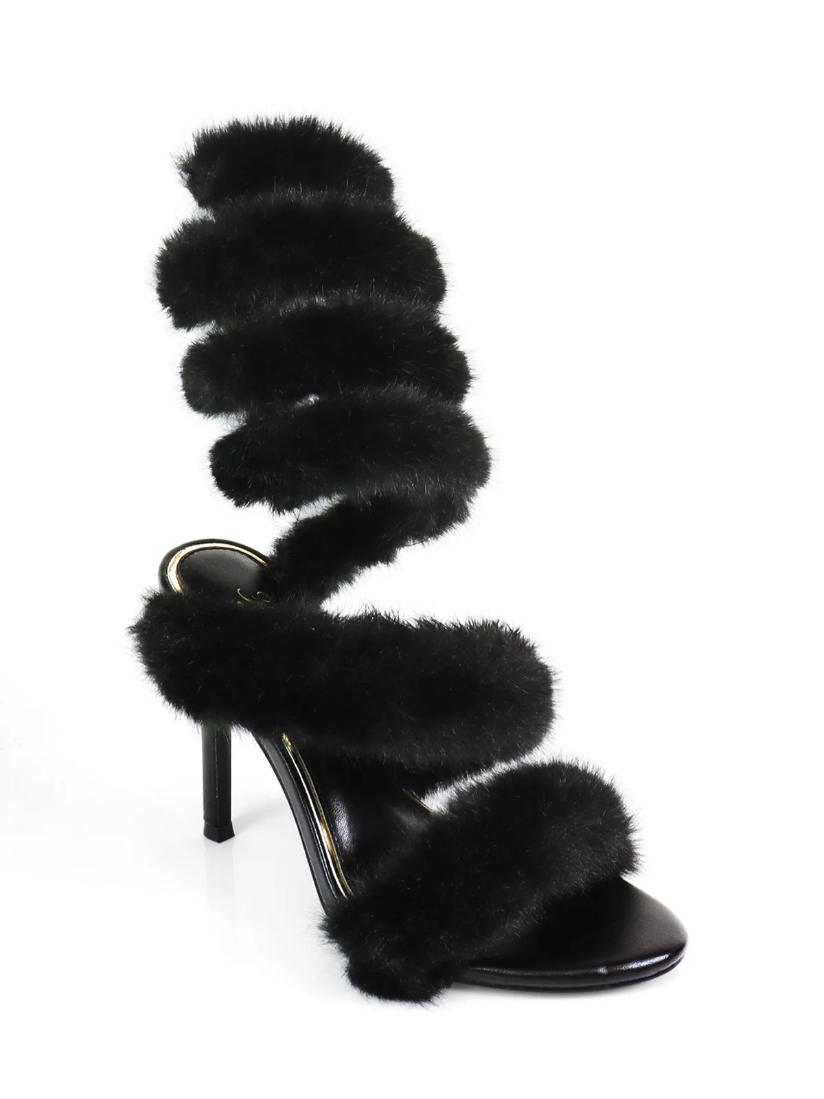 Allure Fluffy Stiletto Sandal in Black