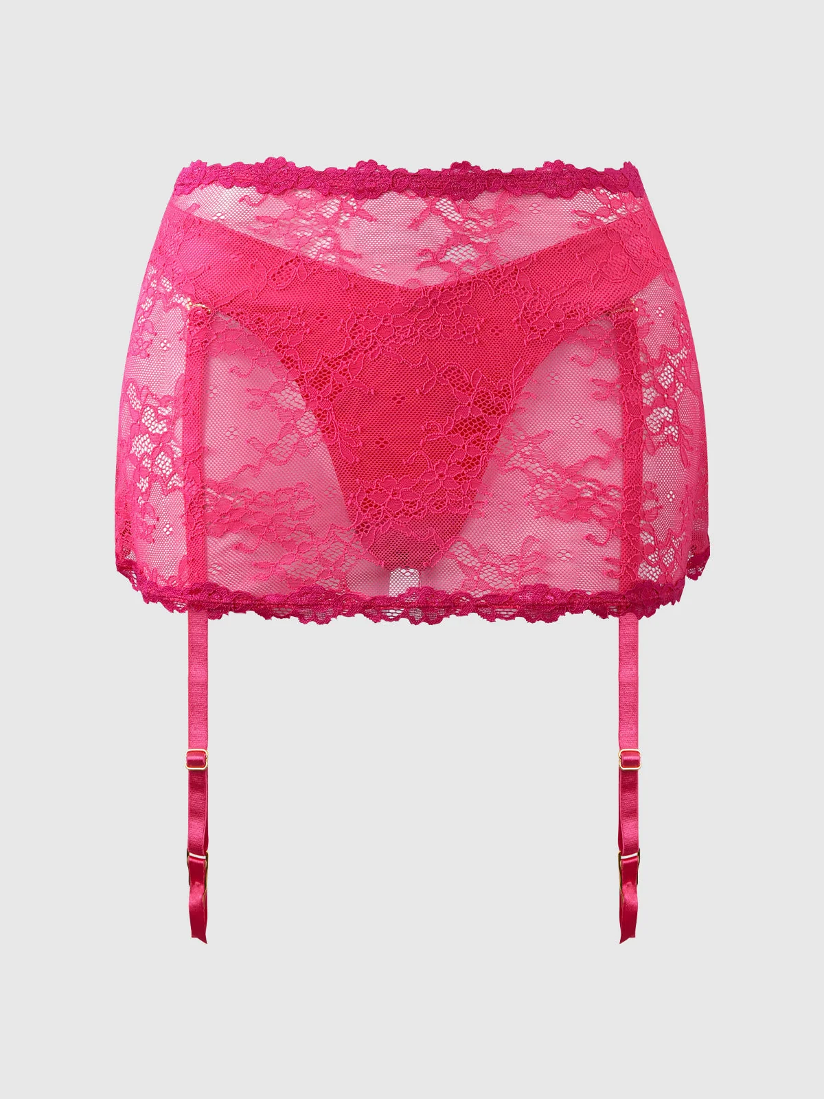 Pia Lace 裙式露背吊袜带与 Tanga 套装