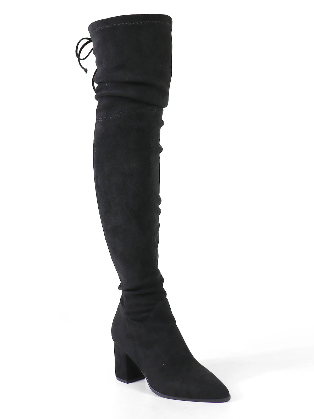 Becky Stretchy Thigh High Boots in Black