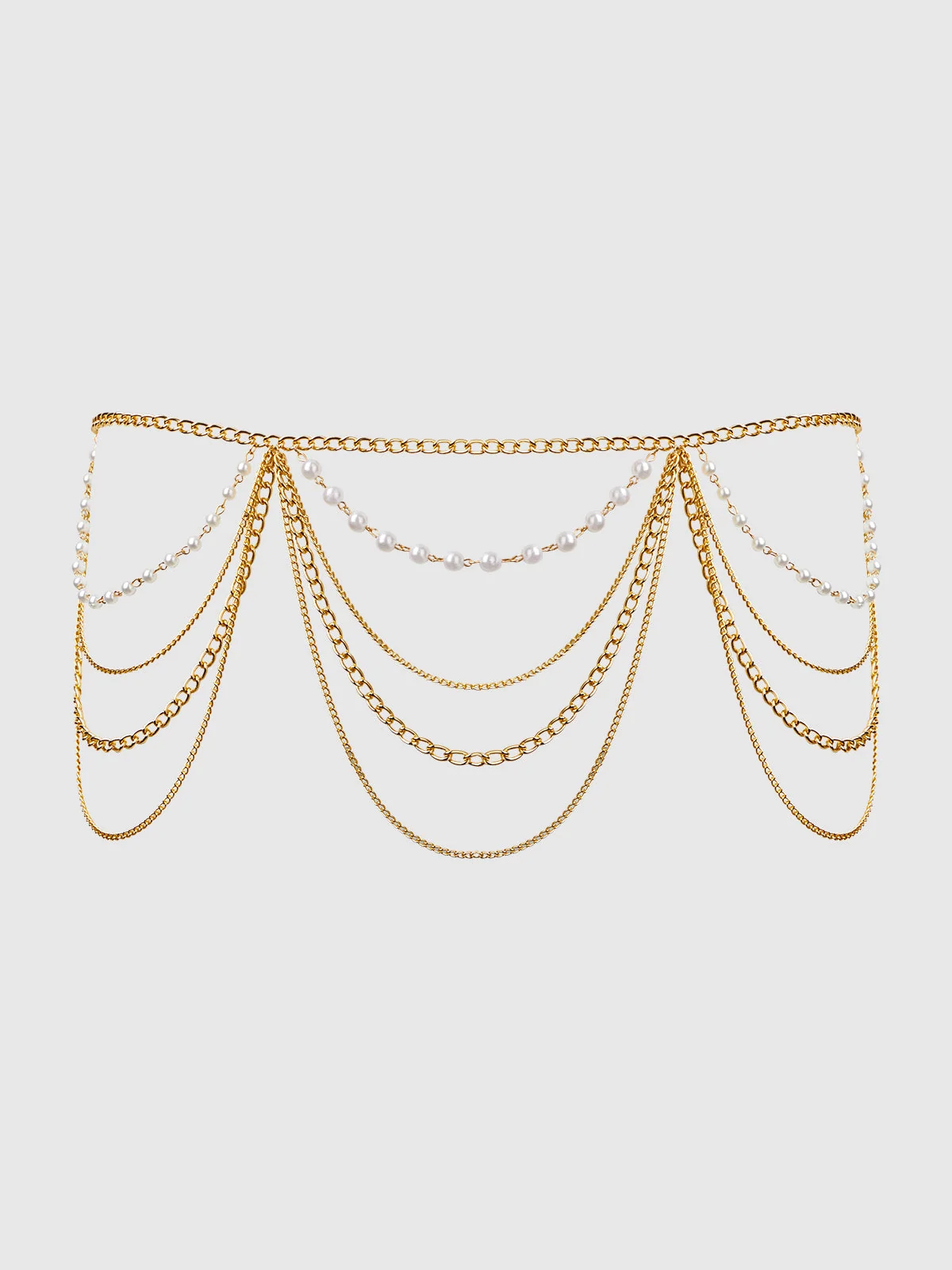 Ziggy Pearl and Gold Chain Draped Garter