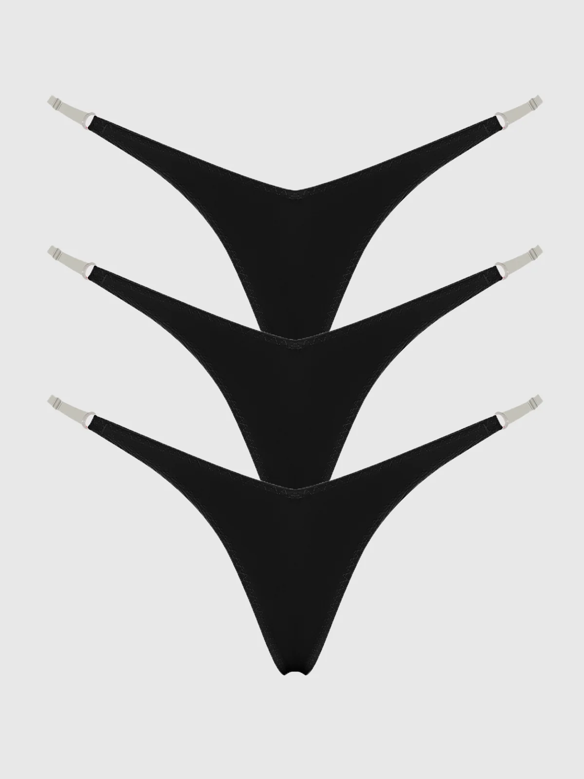 Petra Clear Side Slider Satin Thong 3 Pack in Black