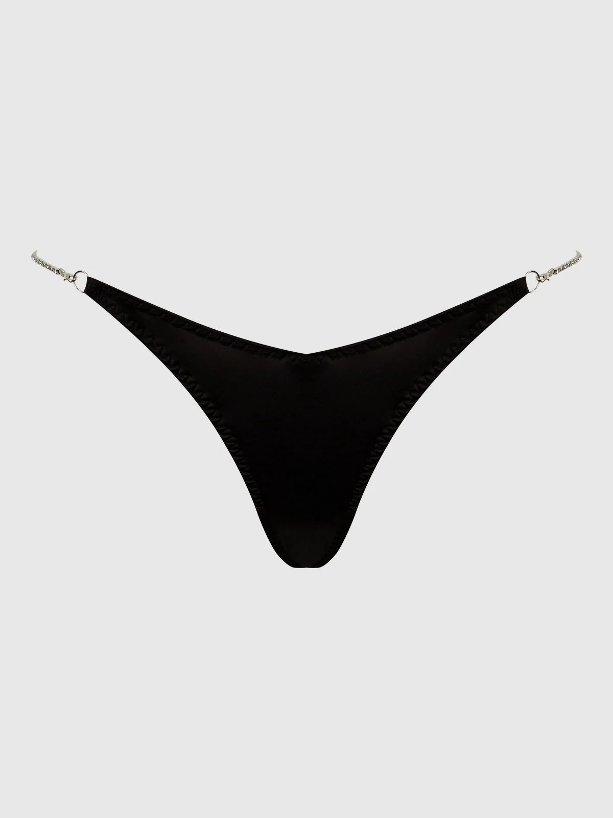 Petra Rhinestone Side Satin G-String in Black