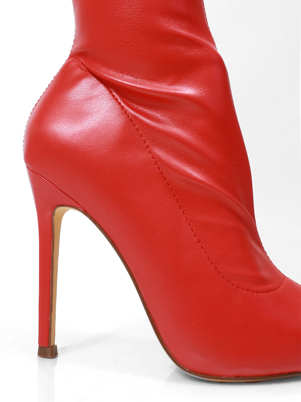 Gisele Stretchy Overknee Heeled Boots in Red PU