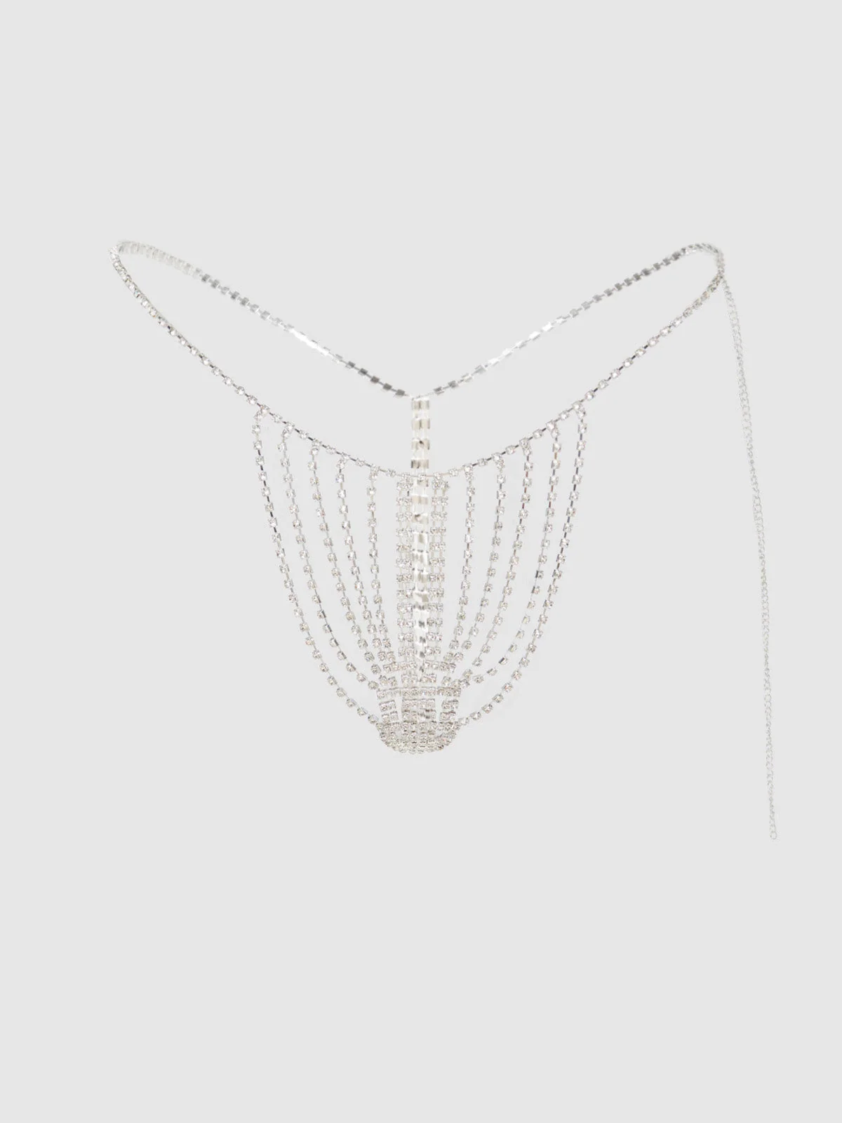 Ziggy Rhinestone Vertical Thong in Silver