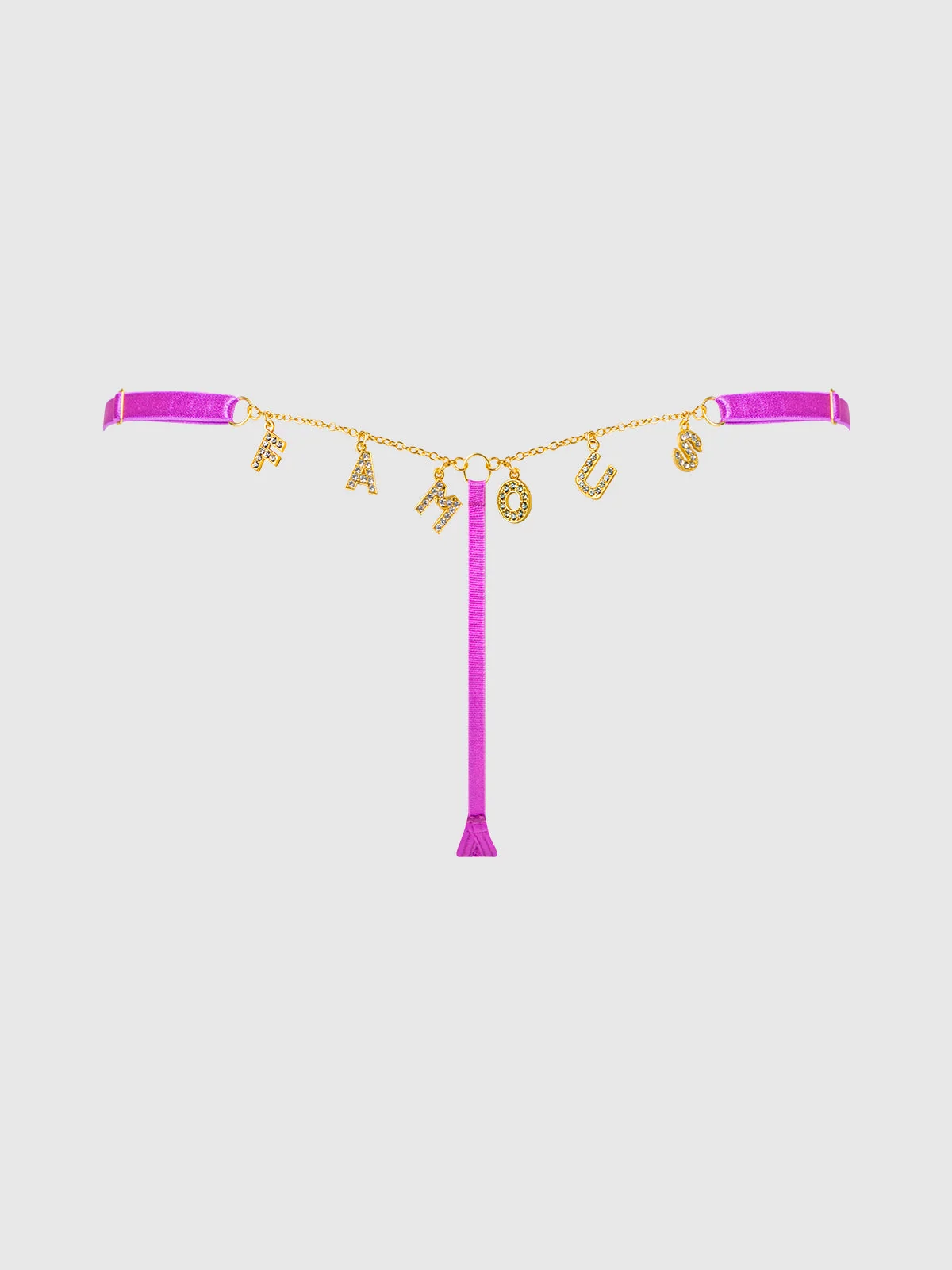 Arianna 蕾丝 G-String 丁字裤，饰有 Famous Charms，紫红色