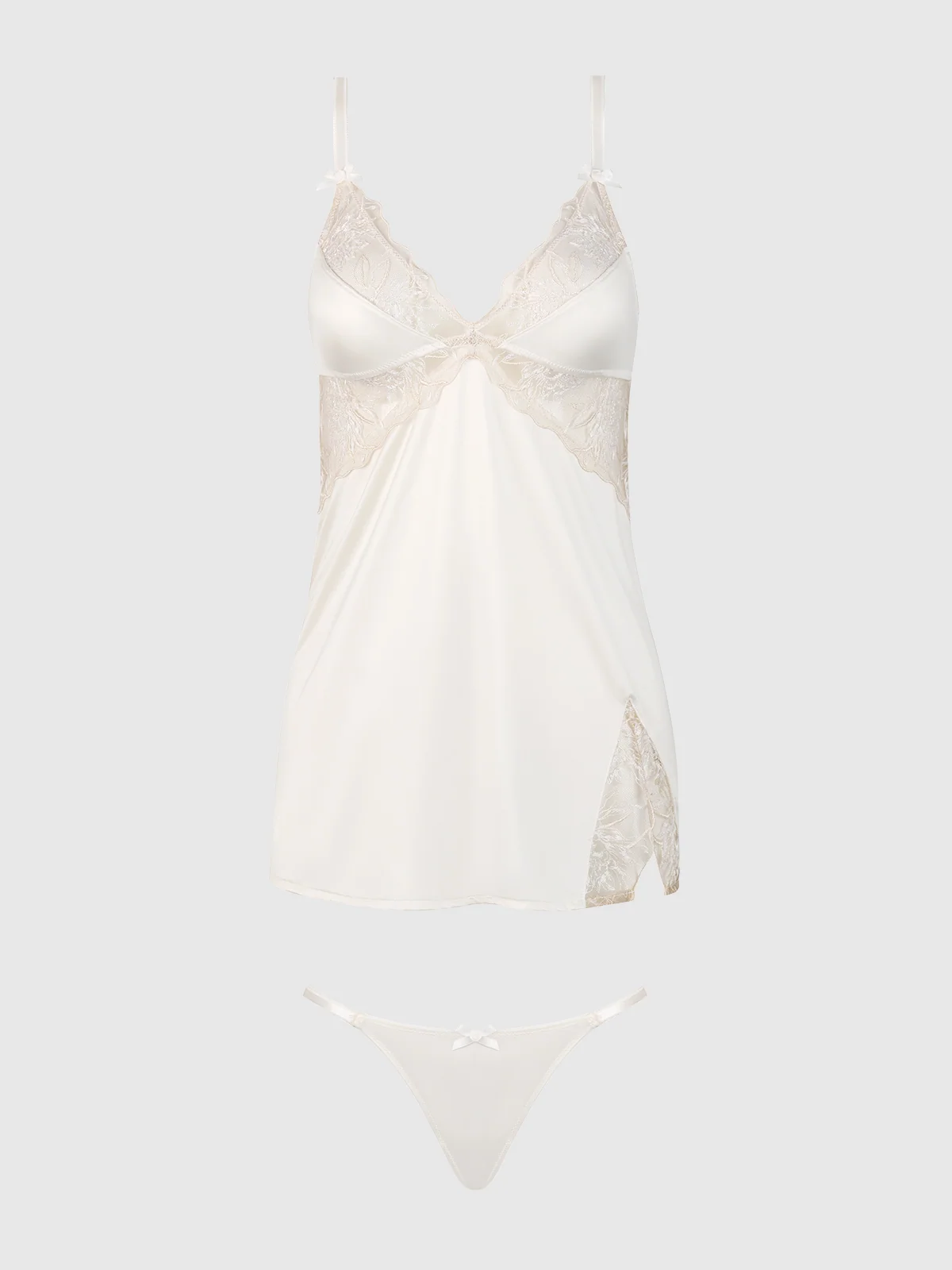 Delfina 刺绣无钢圈 Babydoll 吊带睡裙 in Pearl Ivory