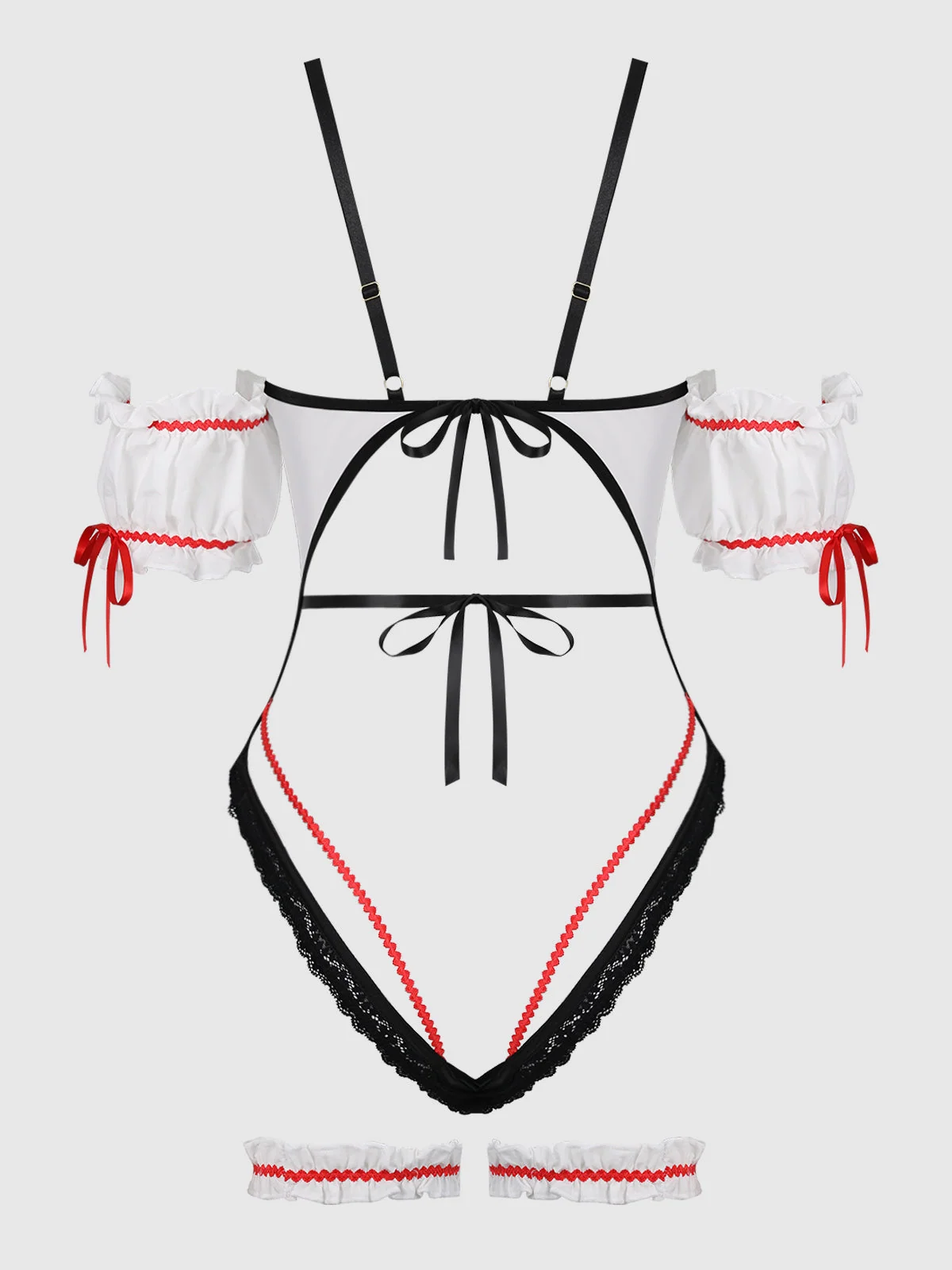 Biergarten Babe Crotchless Teddy With Detachable Garters